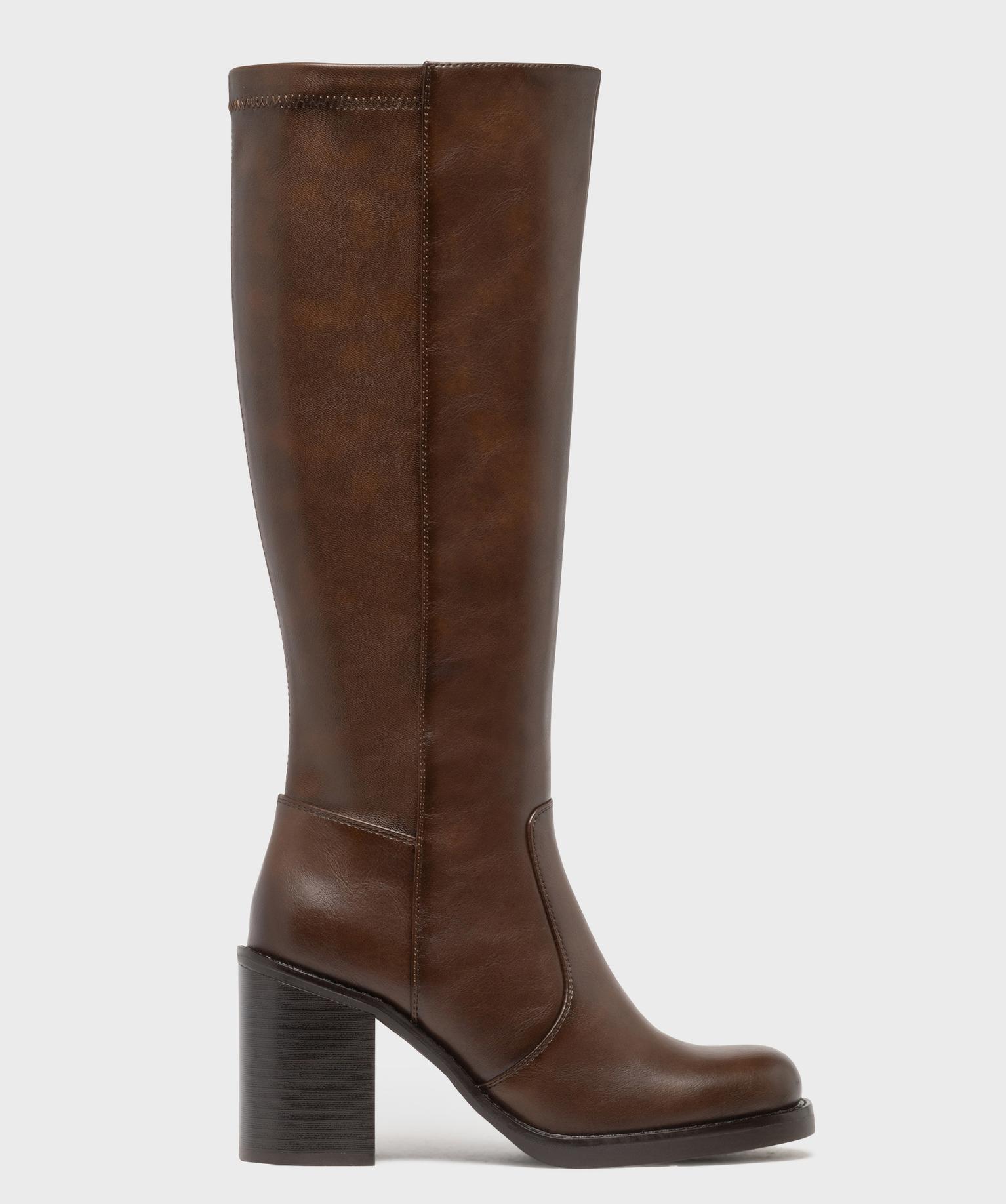Bottes à talon avec bout rond femme - Follow Me - 40 - marron fonce - FOLLOW ME