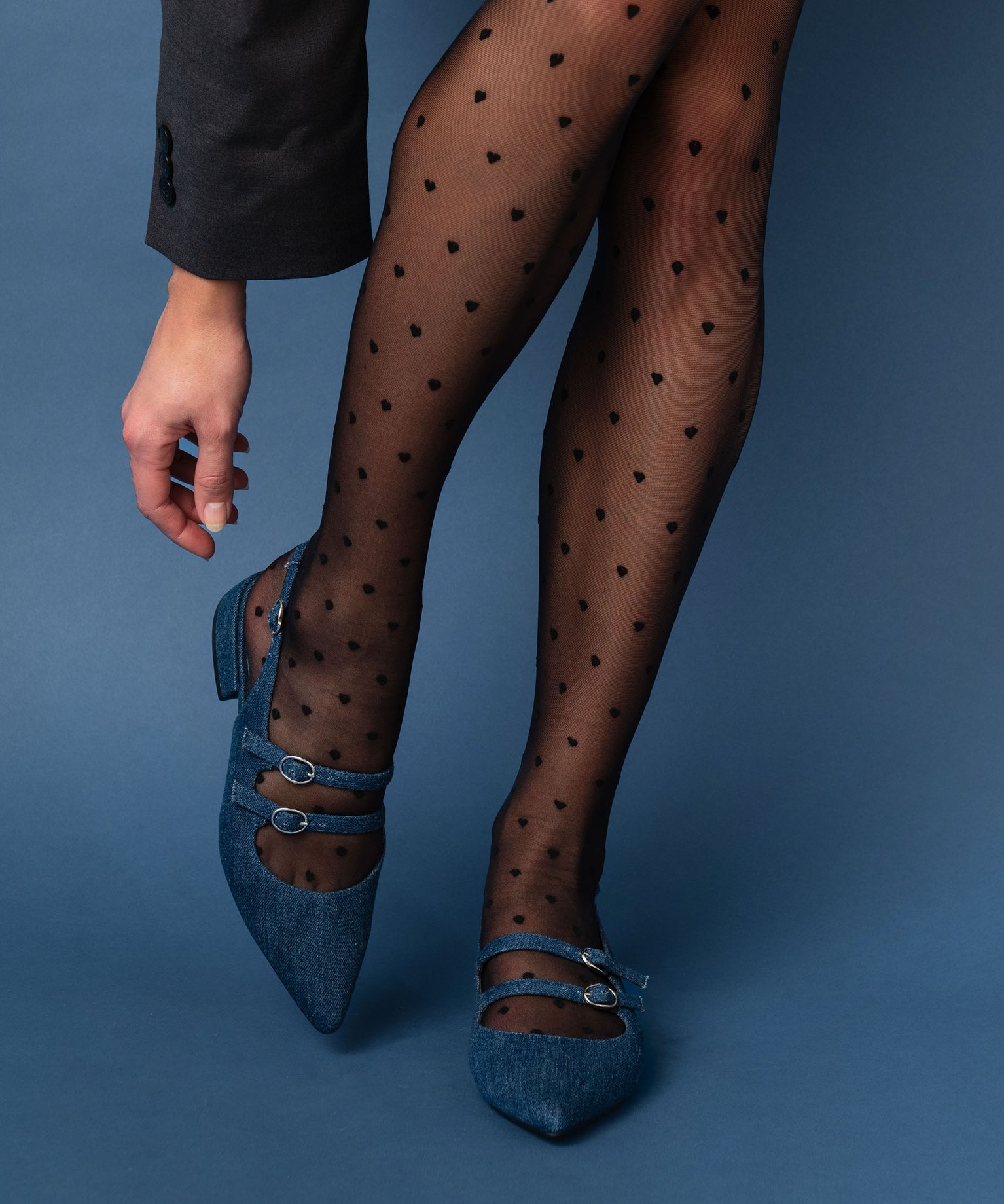 Ballerines femme unies en denim à brides et bout pointu  - 40 - GEMO
