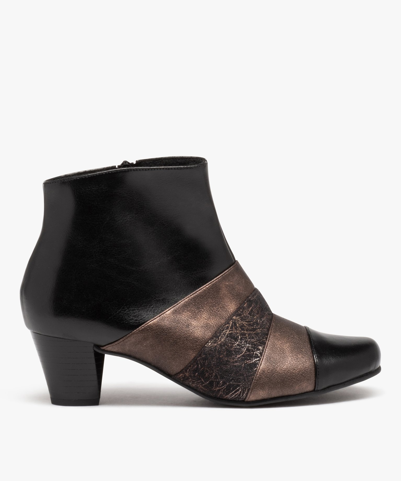 Boots femme confort à talon et bout pointu avec détails métallisés - 39 - noir - GEMO