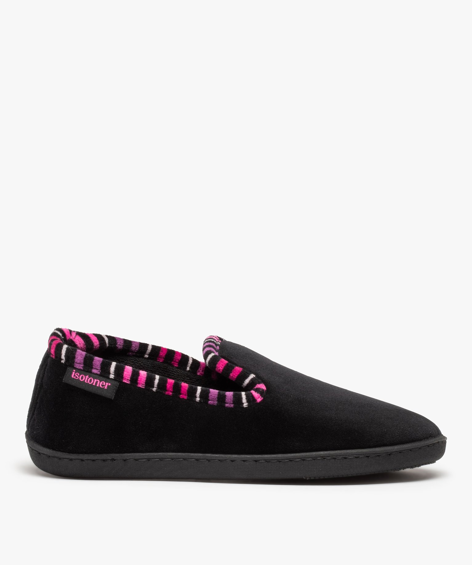 Pantoufles femme mules à talon en velours - Isotoner - 36 - noir standard - ISOTONER