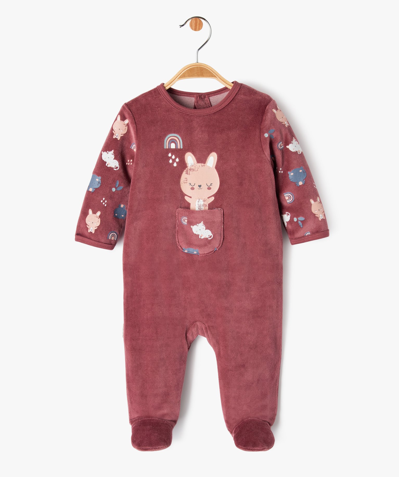 Pyjama dors-bien en velours bébé fille - Petit Béguin - 12M - bordeaux - PETIT BEGUIN