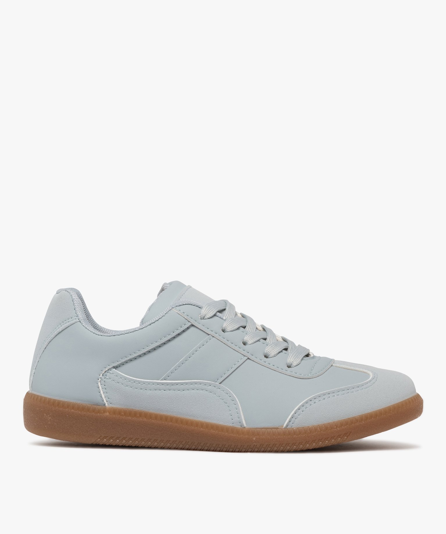 Baskets femme avec semelle en caoutchouc et contrastes en suédine - 40 - bleu - GEMO