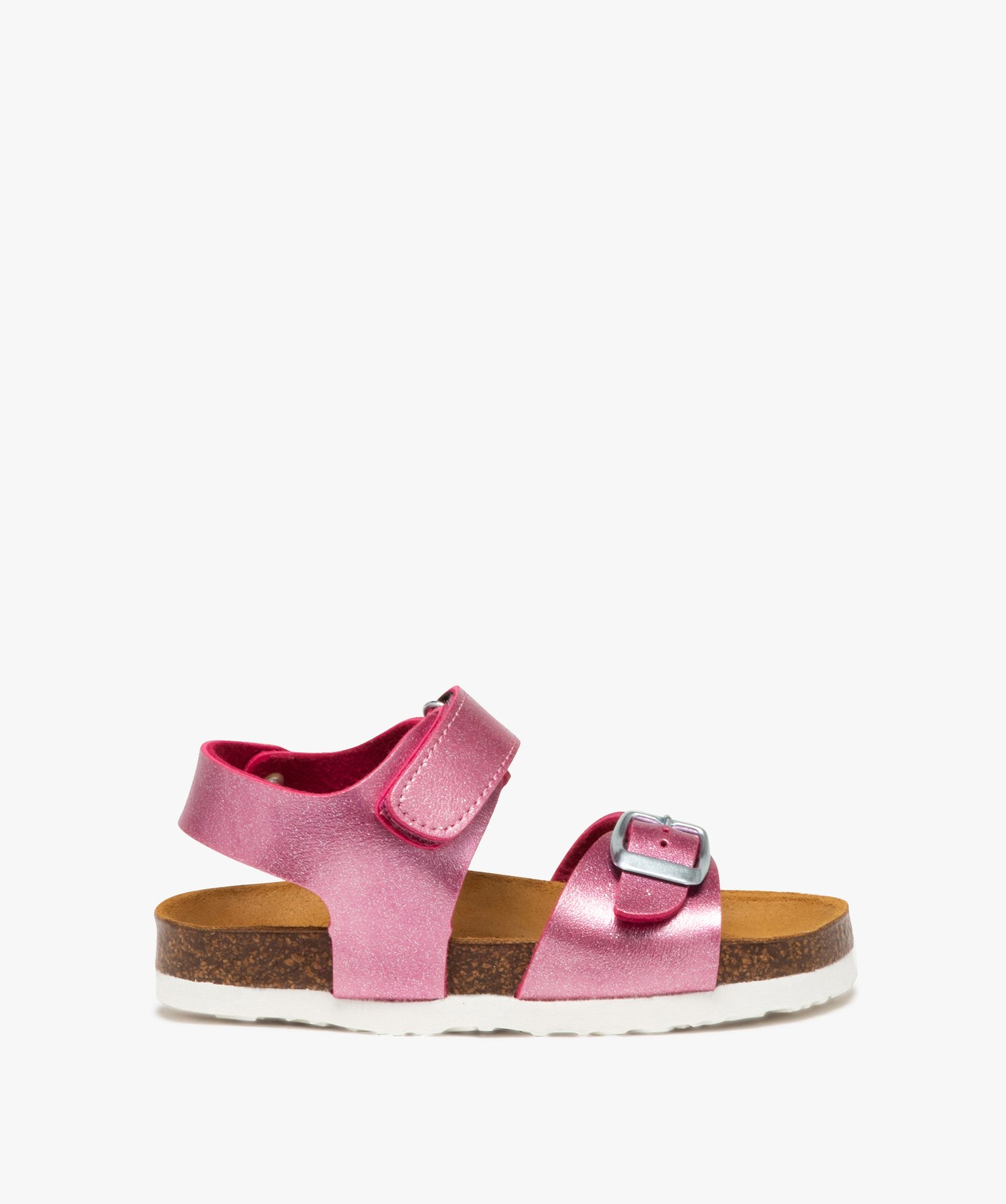 Sandales fille avec brides brillantes à boucle et scratch - 30 - rose - GEMO