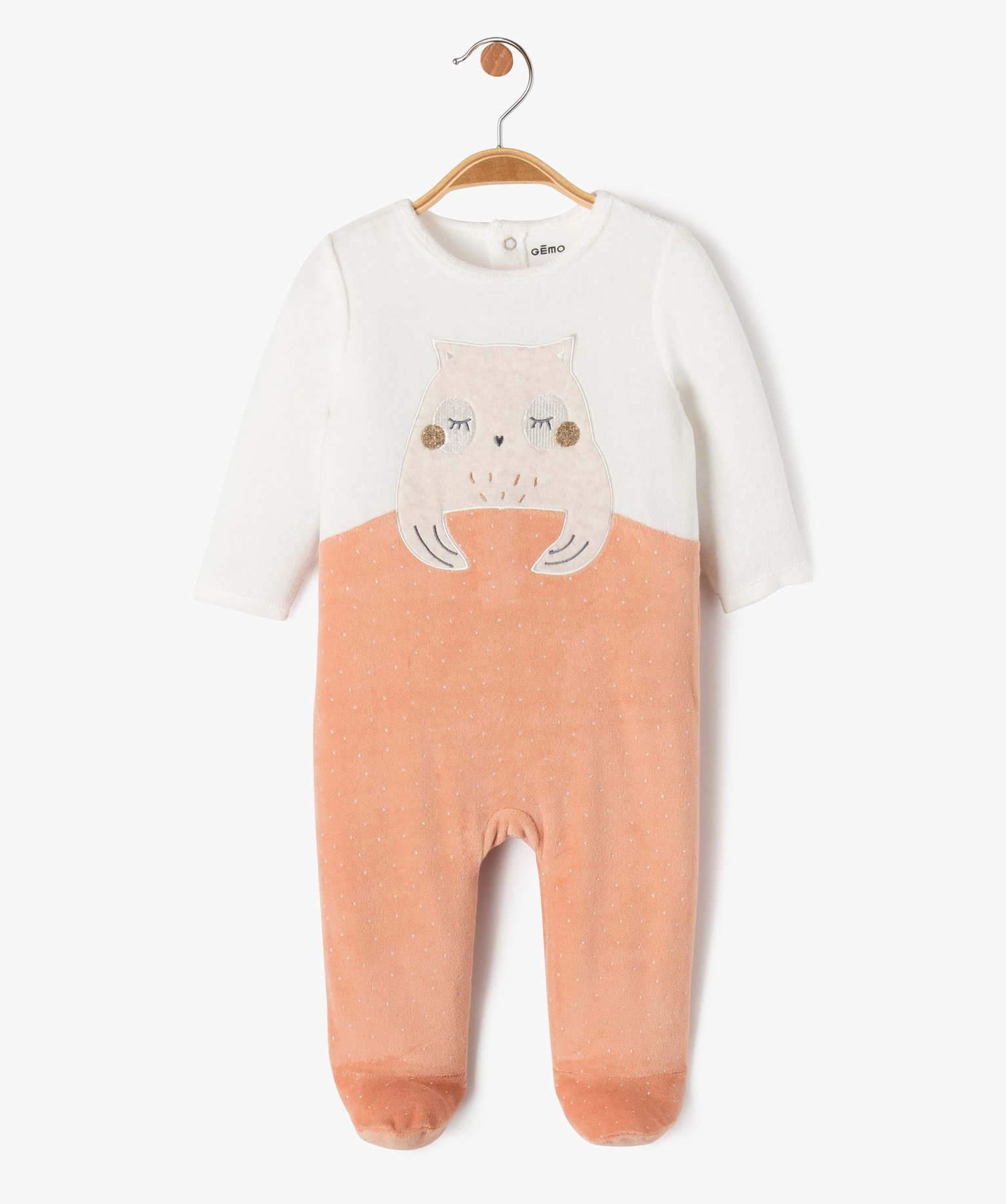 Pyjama en velours à motif chouette bébé fille - GEMO