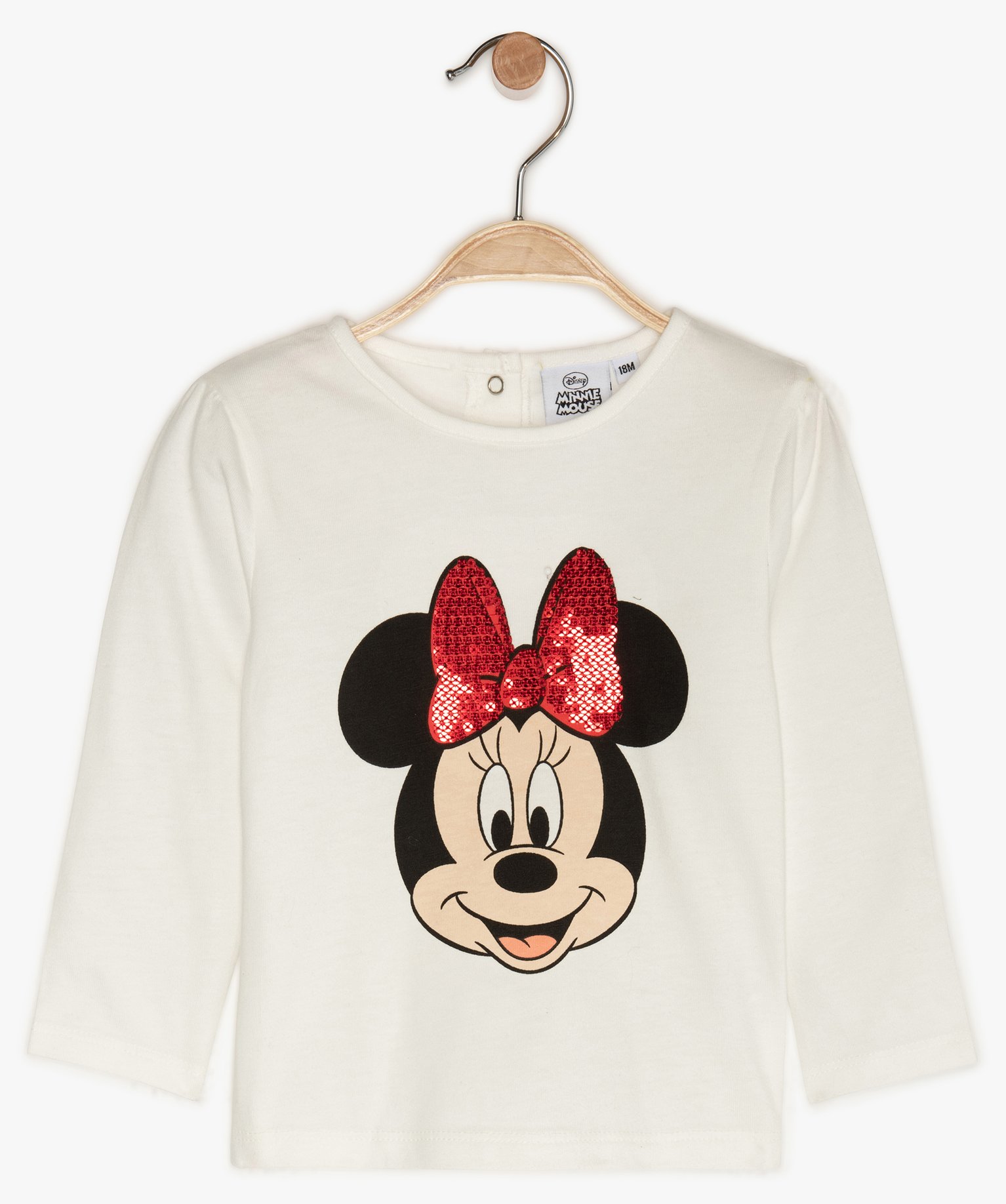 Tee Shirt Bebe Fille A Manches Longues Motif Minnie Disney Gemo