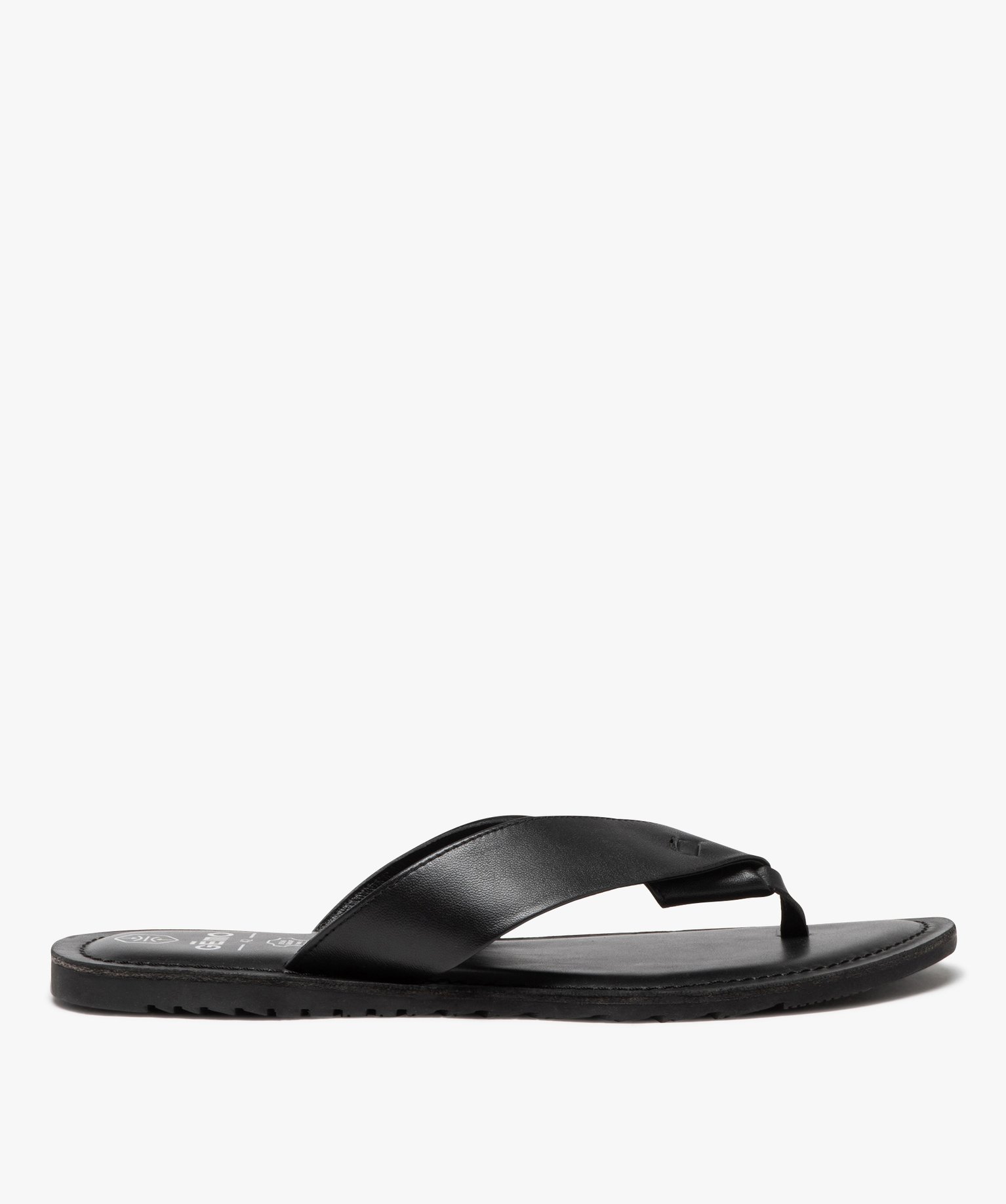 Tongs homme en cuir uni à brides croisées - 44 - noir - GEMO