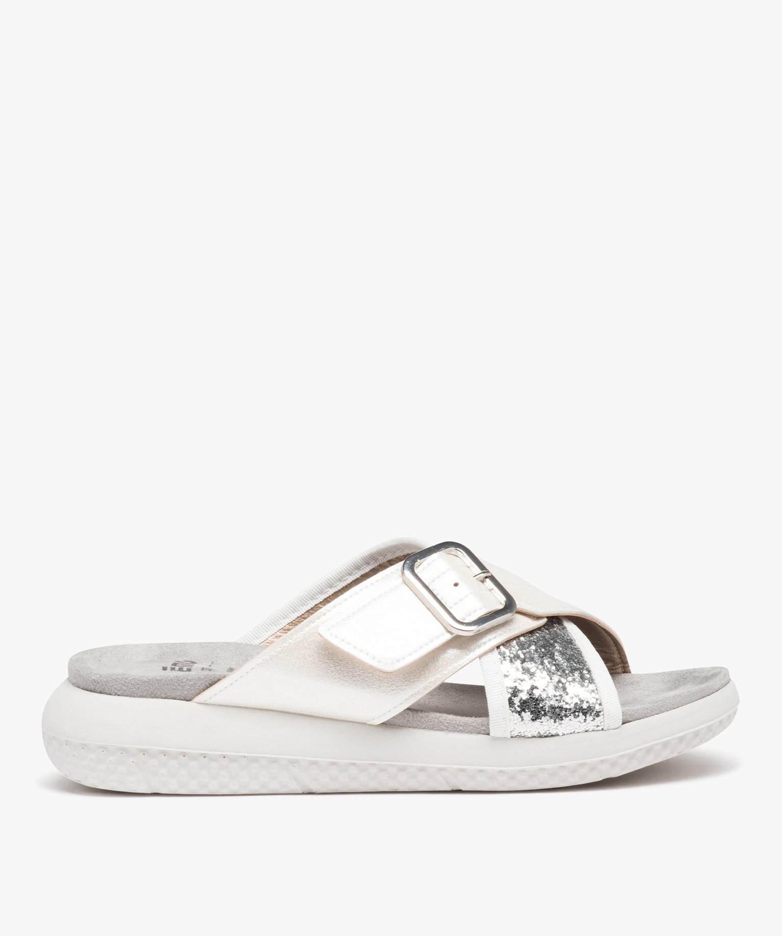Mules femme confort irisées à semelle épaisse - 36 - blanc - GEMO