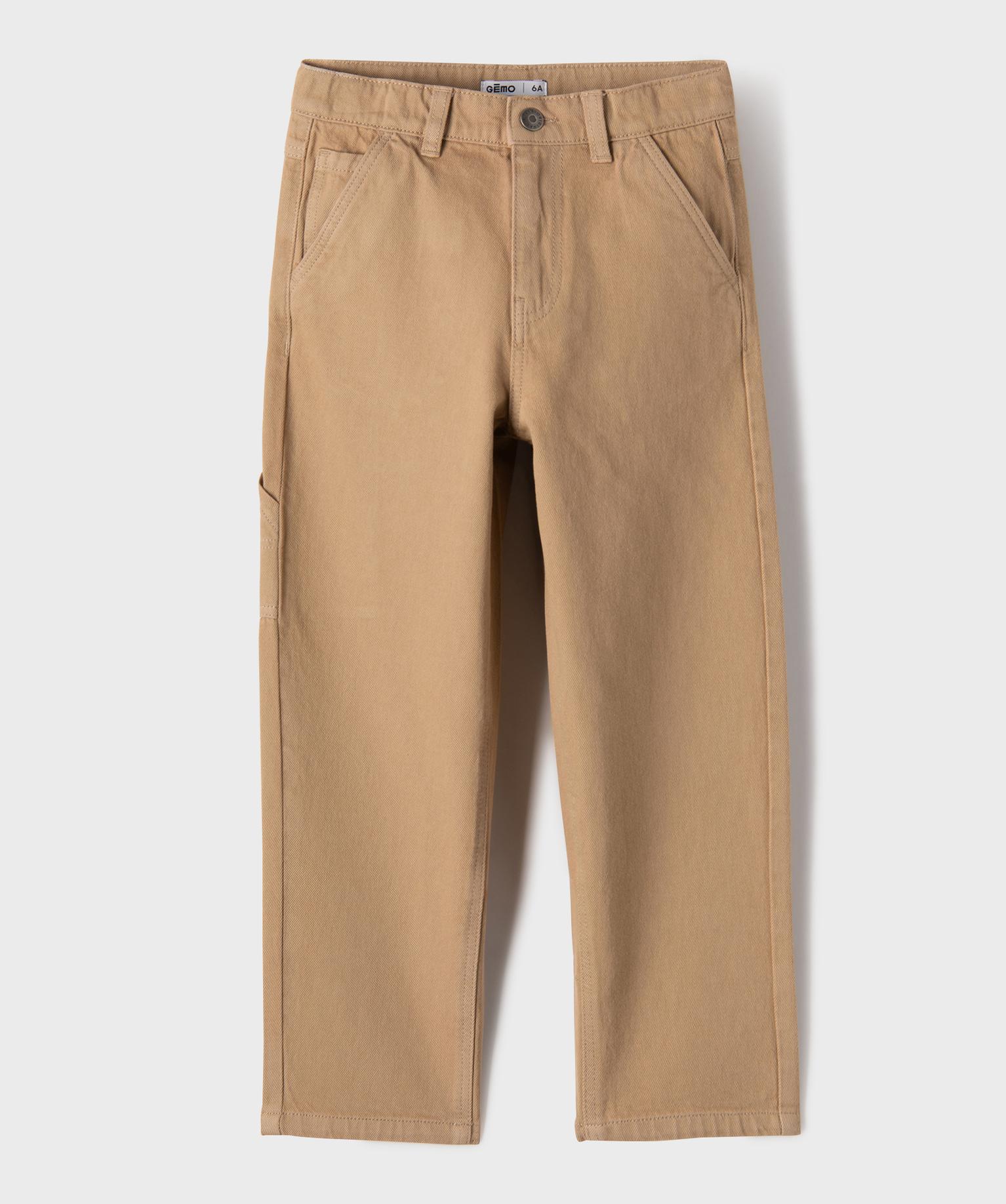 Pantalon wide leg en coton garçon - 12A/XXS - marron clair - GEMO