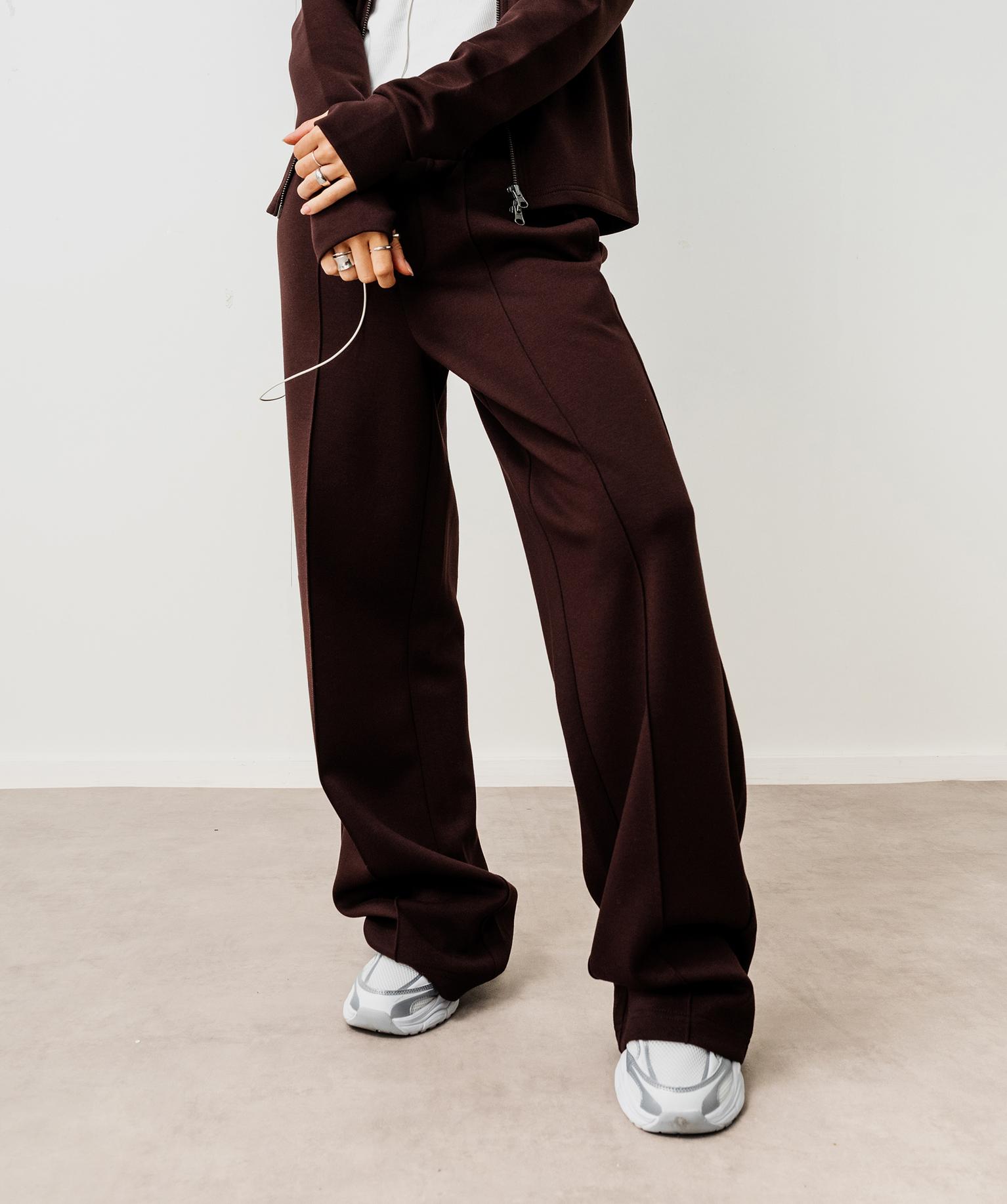 Pantalon de sport coupe large fille - 10A - marron fonce - GEMO