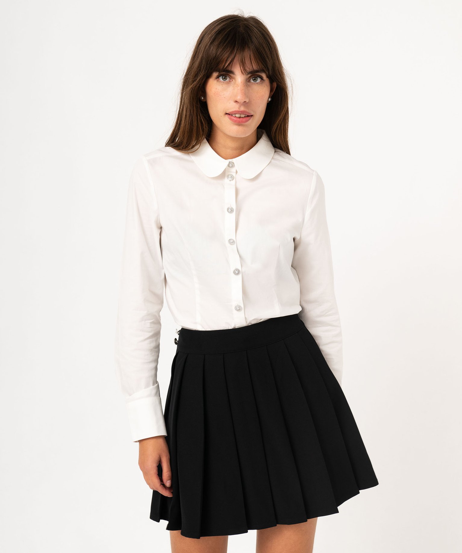 Chemise manches longues coupe ajustée col Claudine femme - 40 - ecru - GEMO