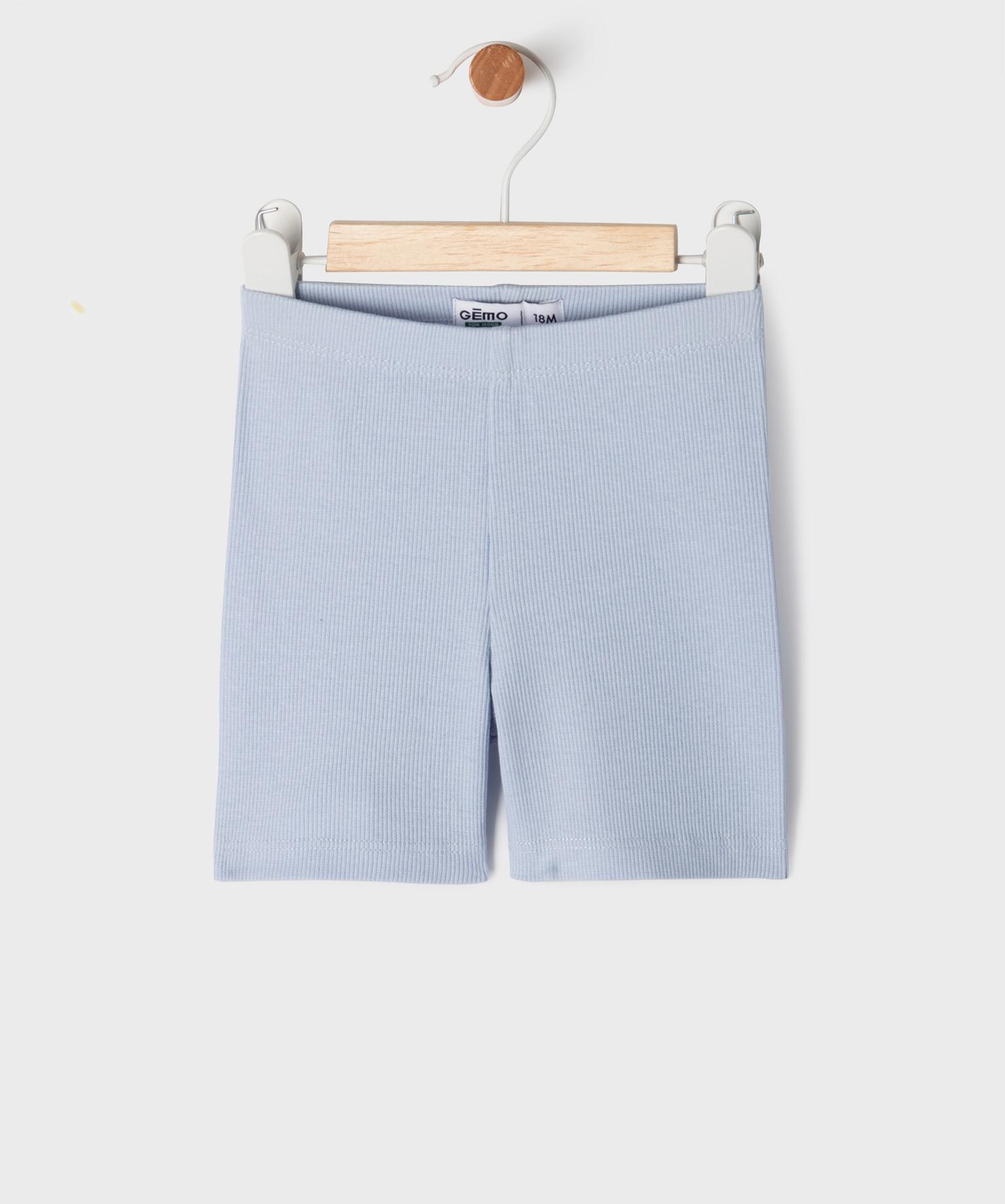 Short cycliste en coton côtelé avec taille élastique bébé fille - 24M - bleu clair - GEMO
