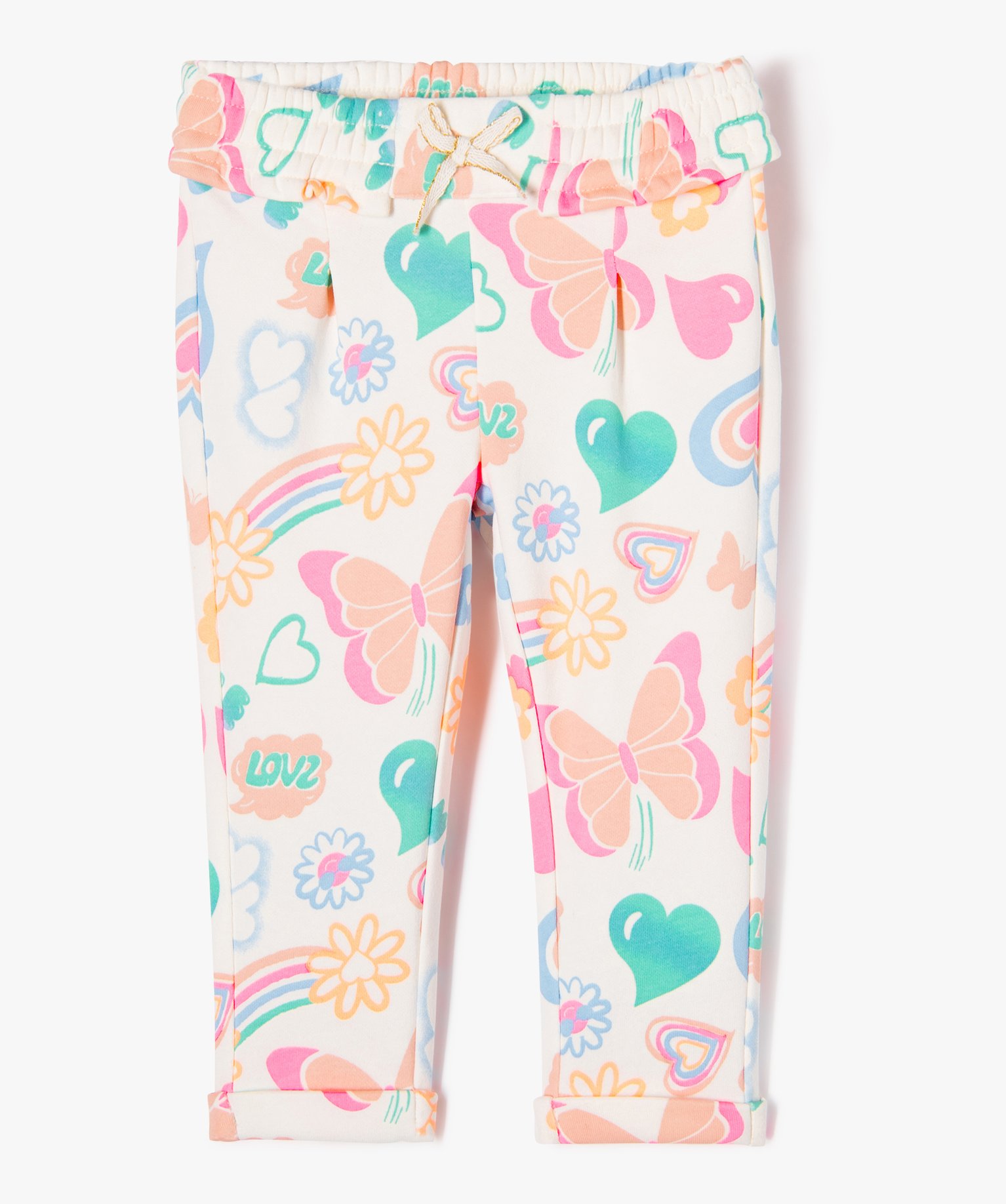 Pantalon de jogging avec pinces bébé fille - 3 - multicolore - GEMO