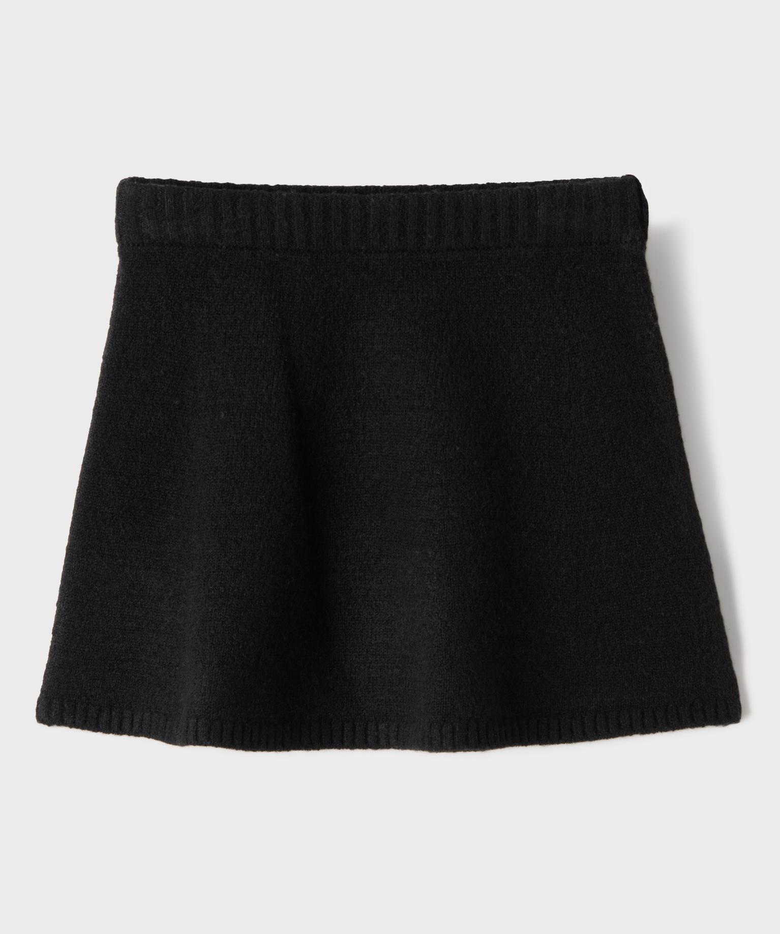 Jupe courte en maille coupe évasée fille - 12A/XXS - noir standard - GEMO