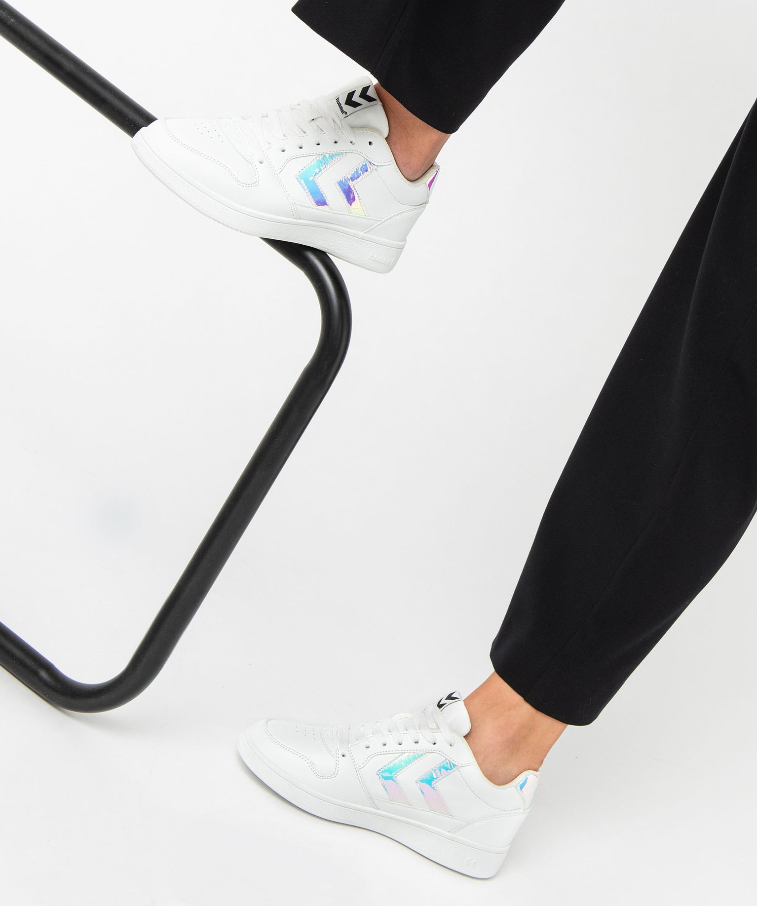 Baskets femme à lacets et à bande contrastante - Hummel - 36 - blanc - HUMMEL