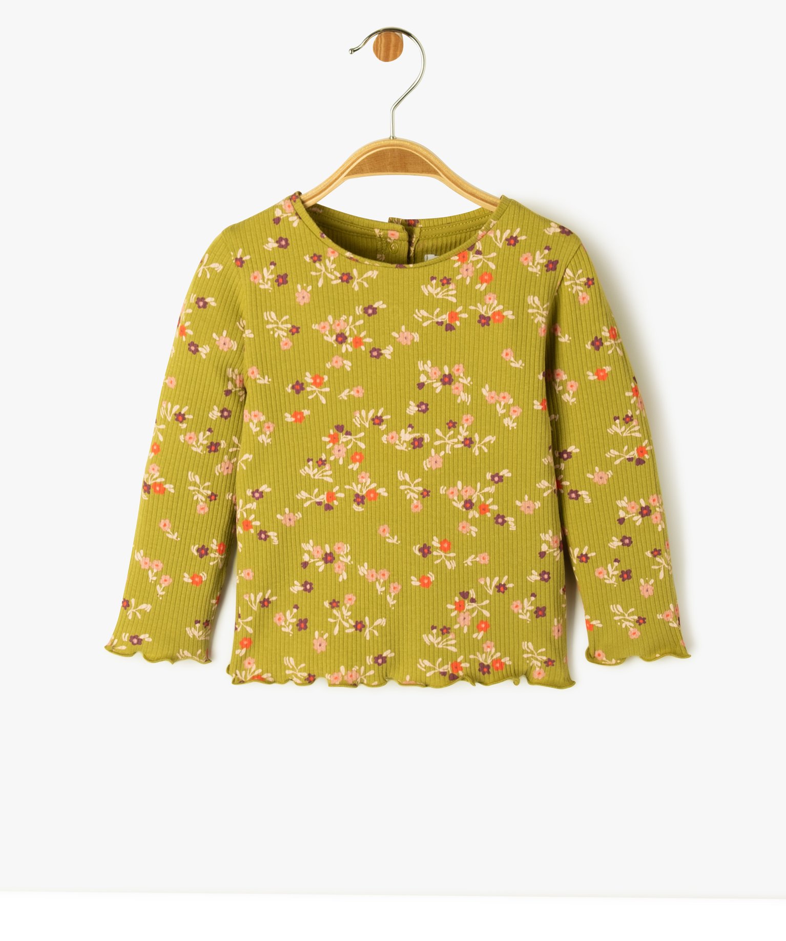 Tee-shirt à manches longues à motifs fleuris bébé fille - 3M - vert - GEMO
