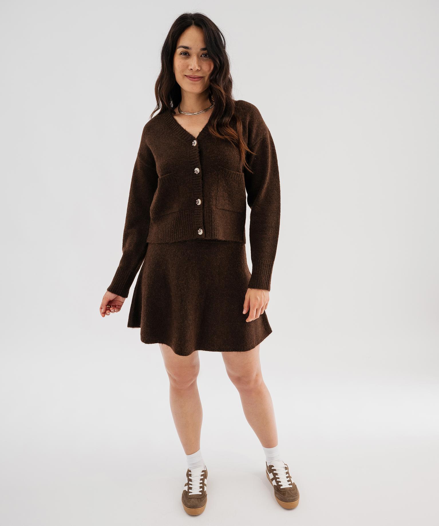 Gilet col V douillet et chaud femme - 38-40/M - marron fonce - GEMO