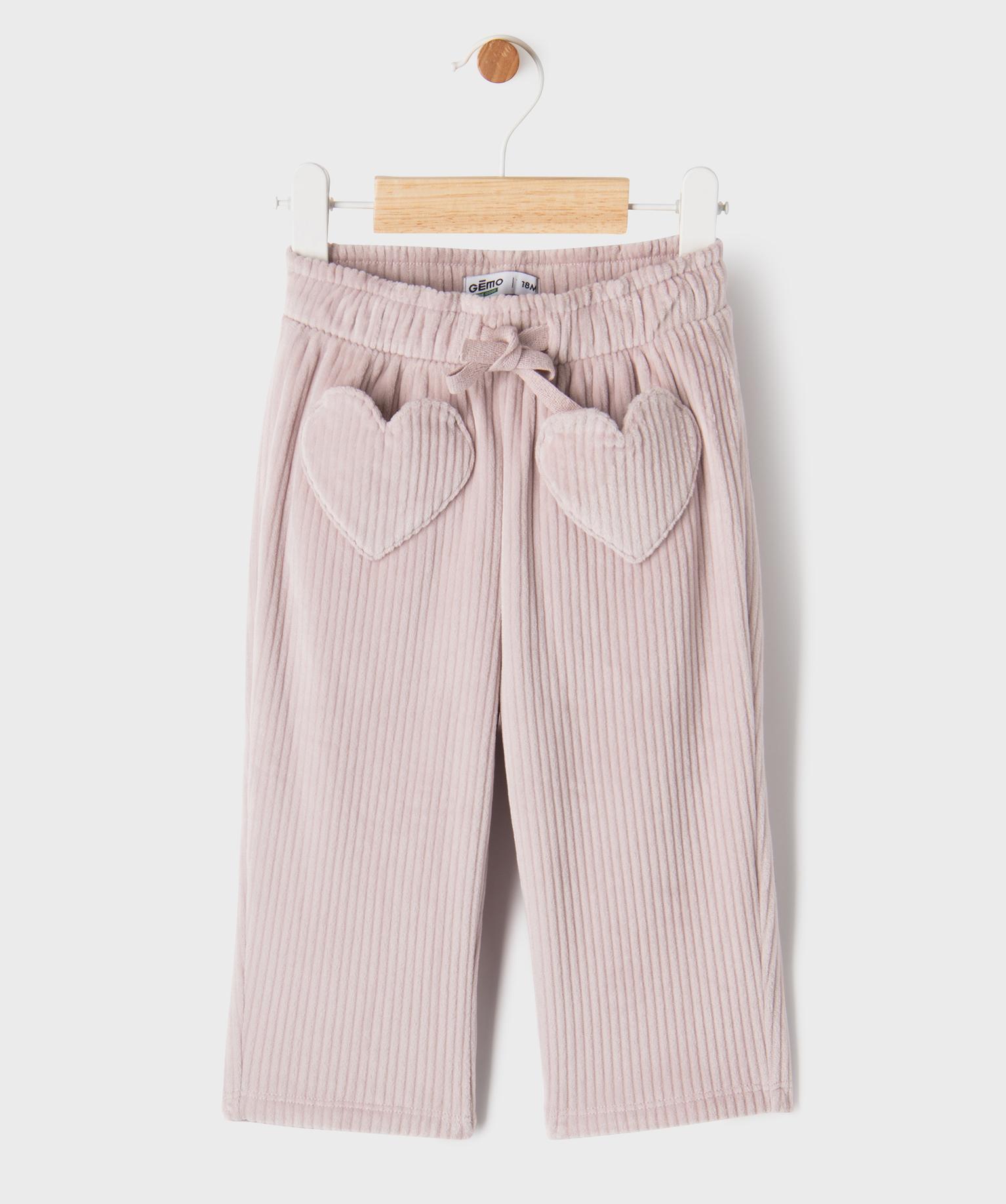 Pantalon droit en velours côtelé extensible bébé fille - 12M - violet clair - GEMO