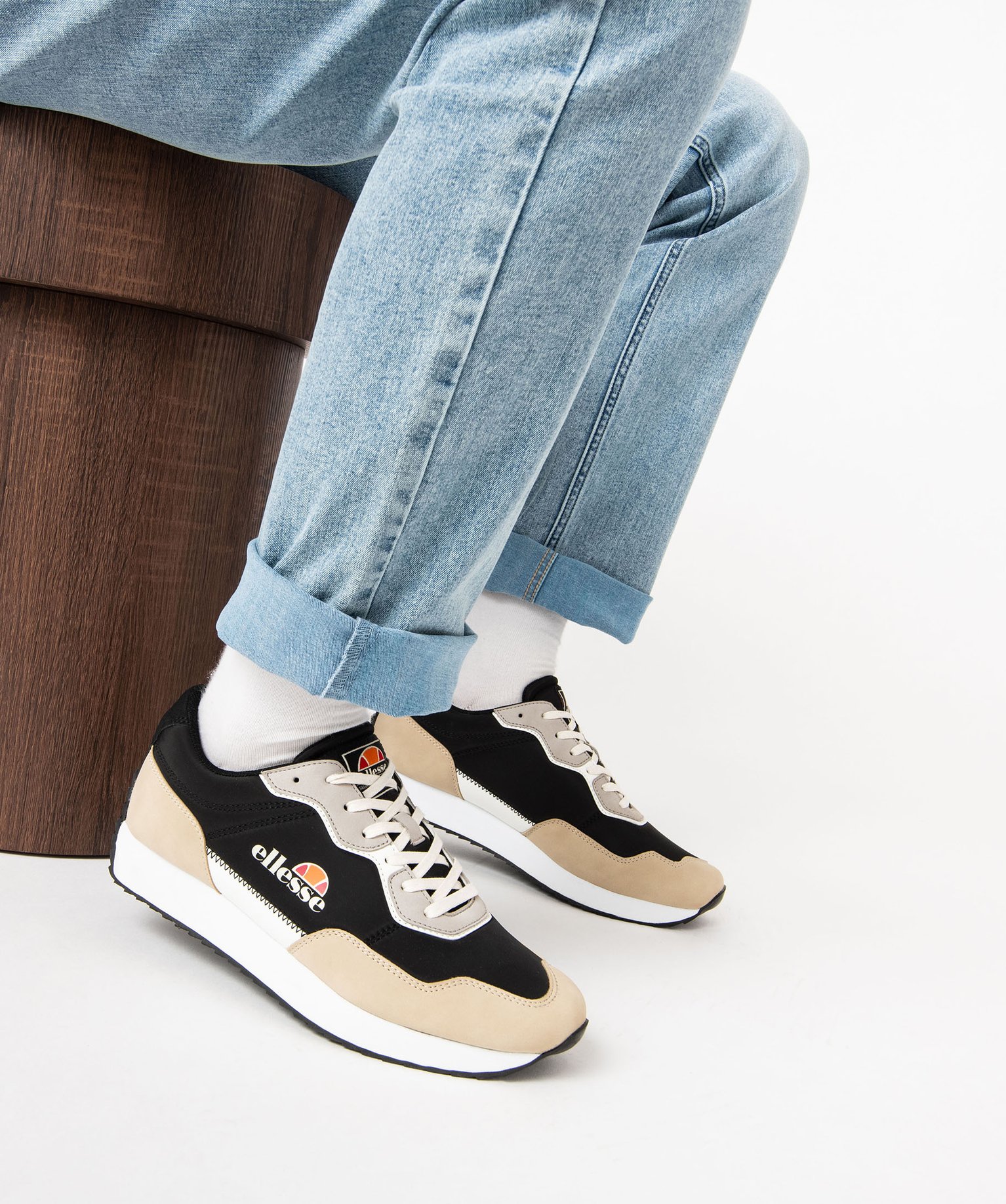 Baskets homme à lacets bi-matière - Ellesse - 45 - noir vif - ELLESSE