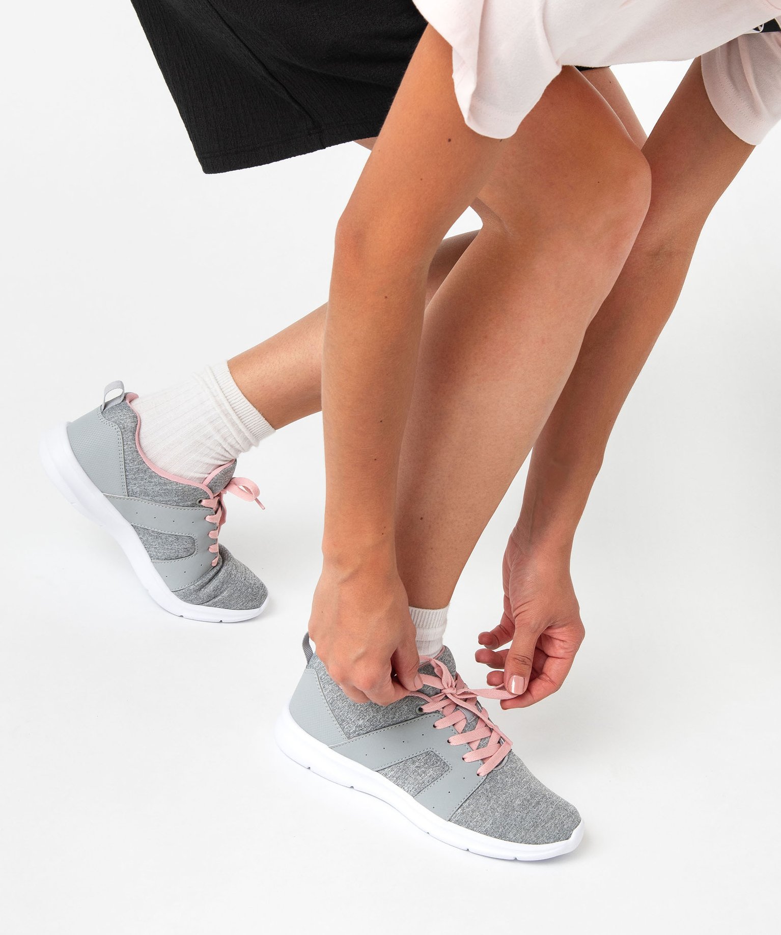 Baskets running en textile uni extralégères femme - 37 - gris chine - GEMO