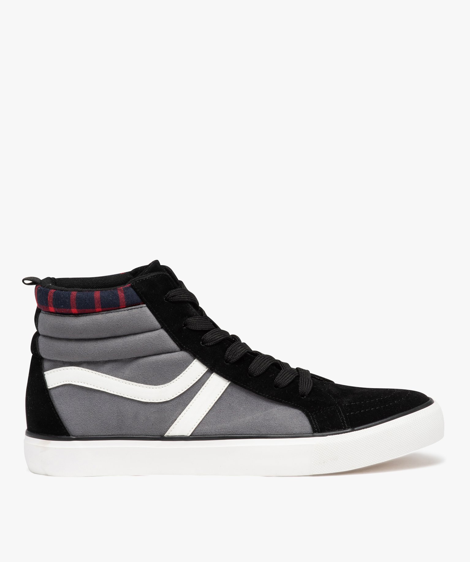 Baskets homme mid-cut en suédine à col rembourré - 43 - noir - GEMO