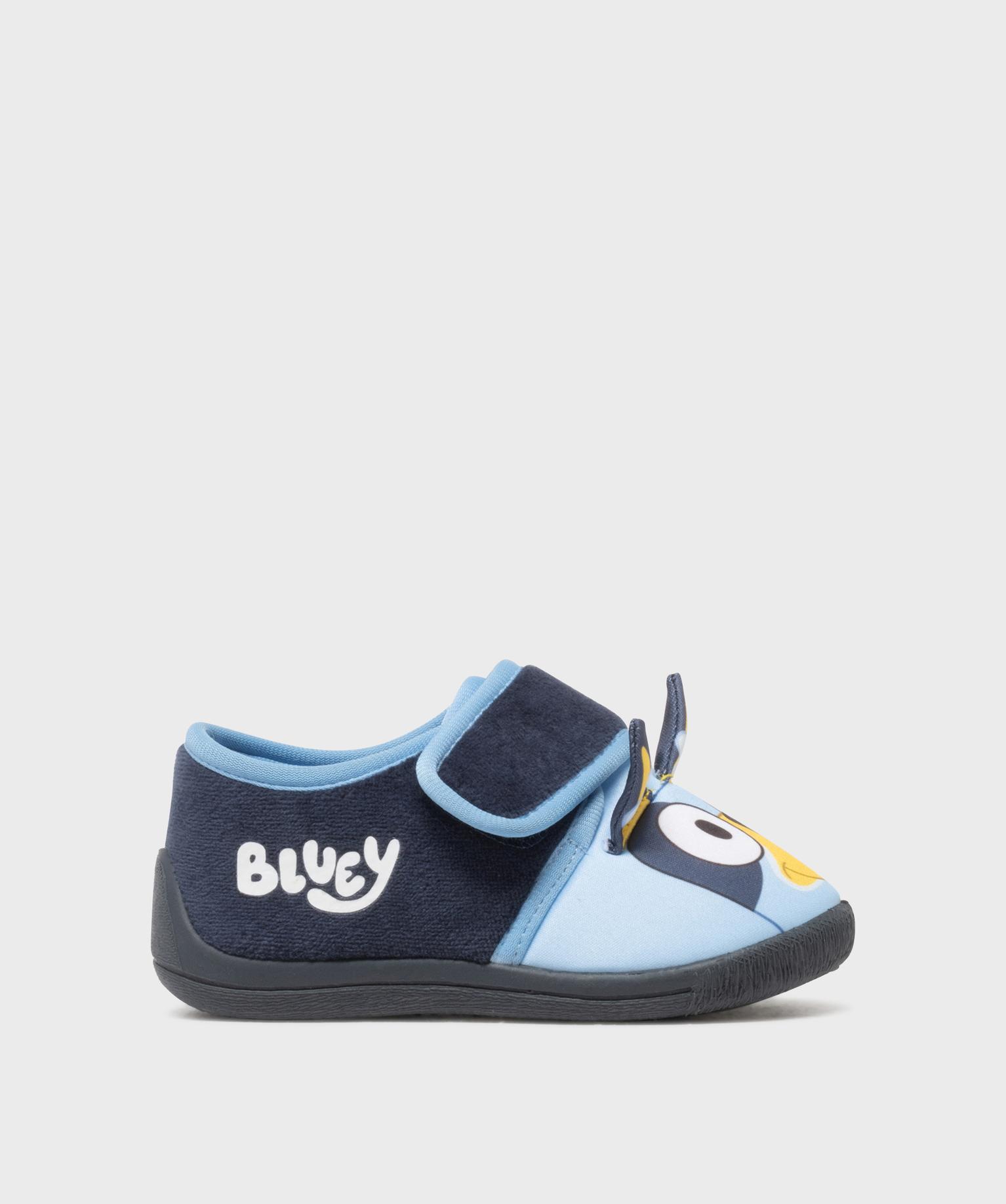 Chaussons en velours à scratch imprimé garçon - Bluey - 25 - bleu standard - BLUEY