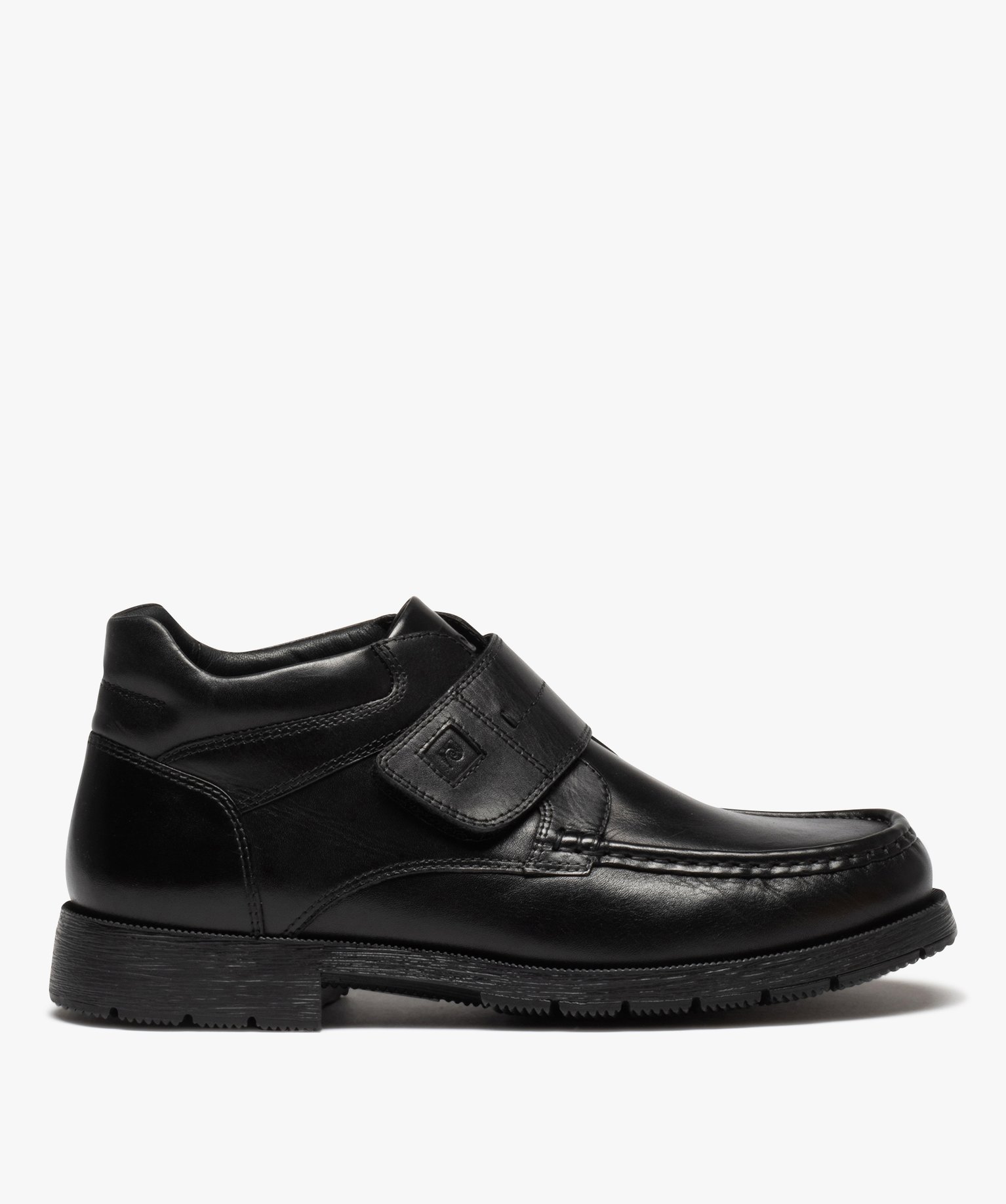 Boots homme unies en cuir avec scratch - Pierre Cardin - 44 - noir - PIERRE CARDIN DIFFUSION