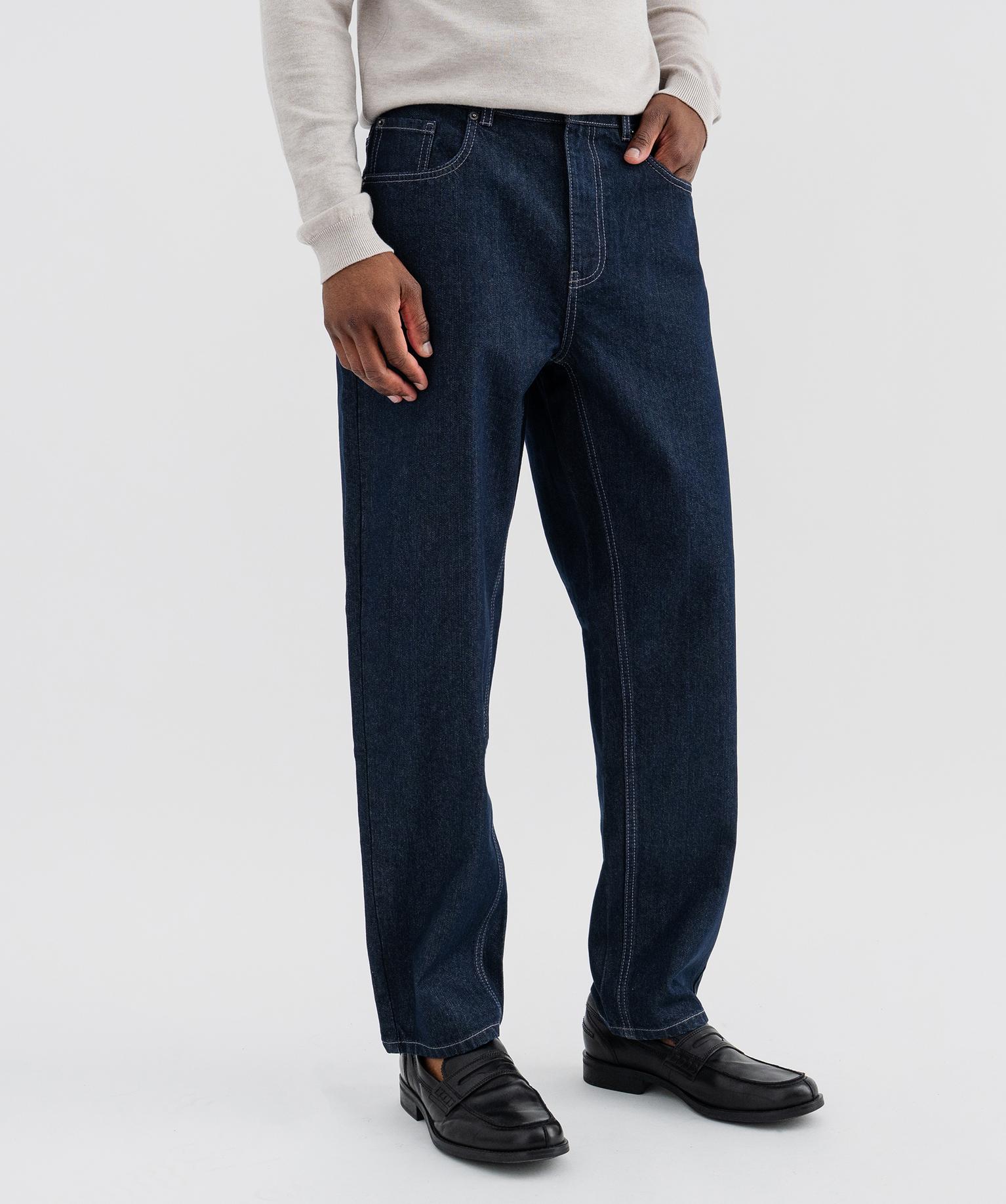 Jean en coton coupe loose homme - 42-44/L - bleu fonce - GEMO