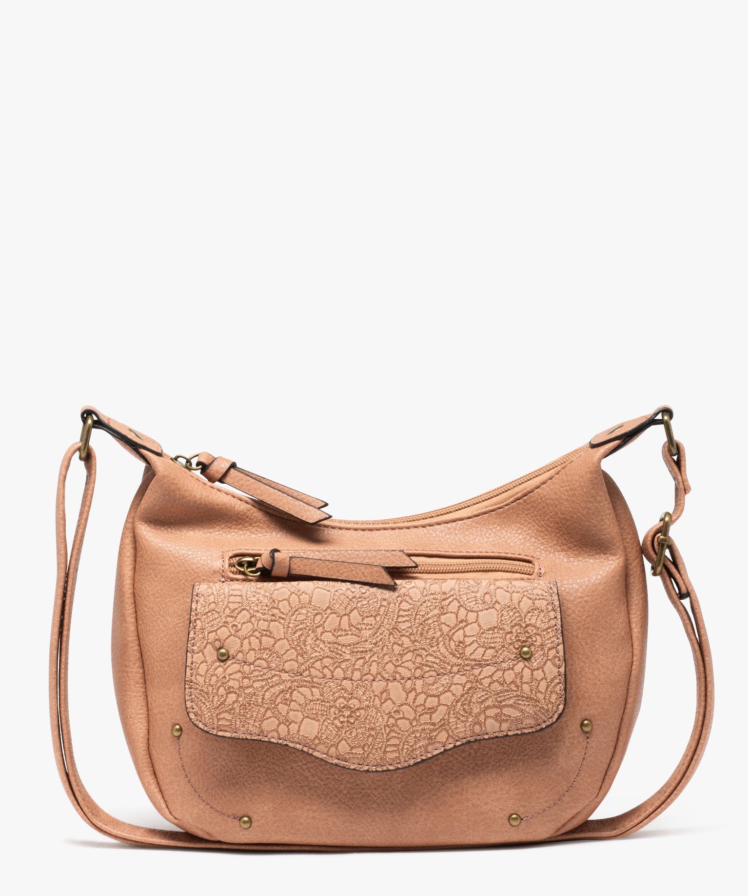 Sac bandoulière compact avec détail dentelle femme - TU - rouge chine - GEMO