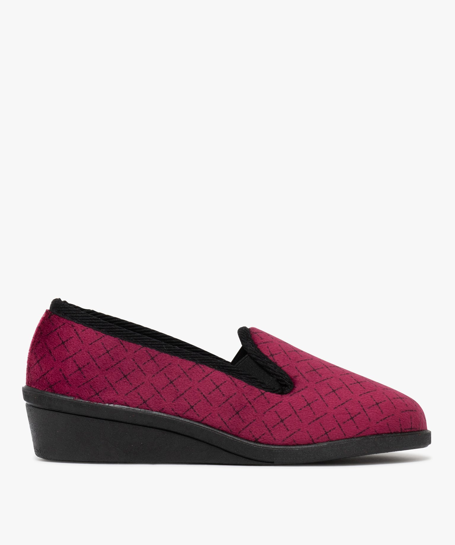 Chaussons femme pantoufles confort avec élastiques d'aisance et en velours ras - 37 - rouge fonce - GEMO