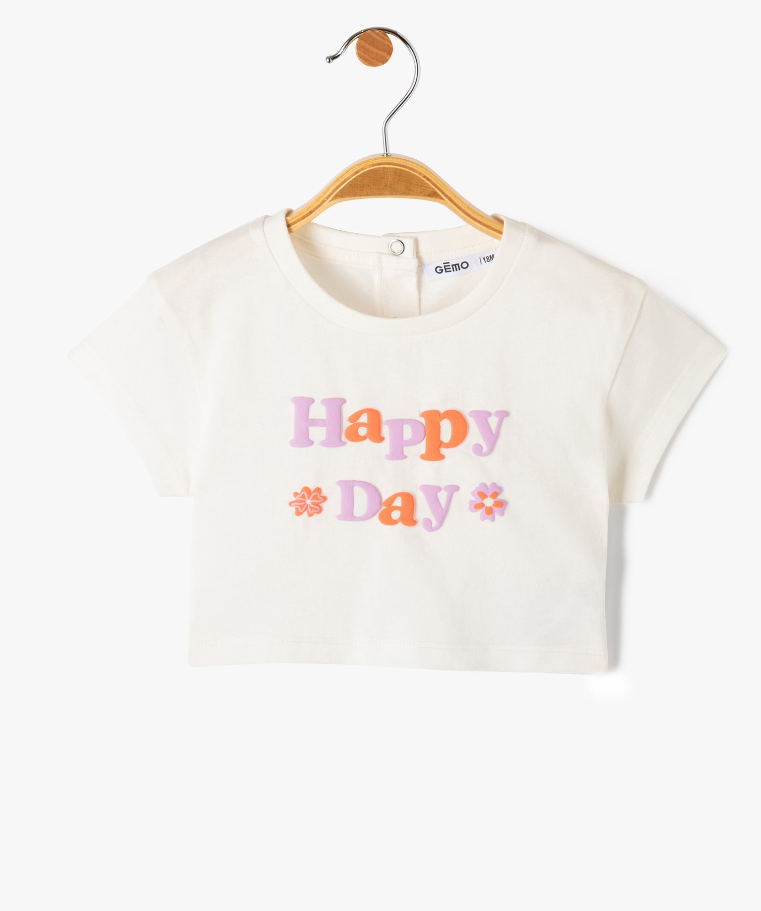 Tee-shirt bébé fille crop top à message en relief - GEMO