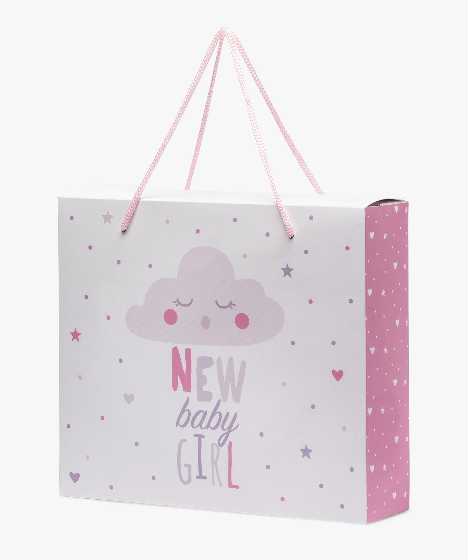 Boite cadeau bébé fille avec motif nuage en carton recyclé - TU - rose vif - GEMO