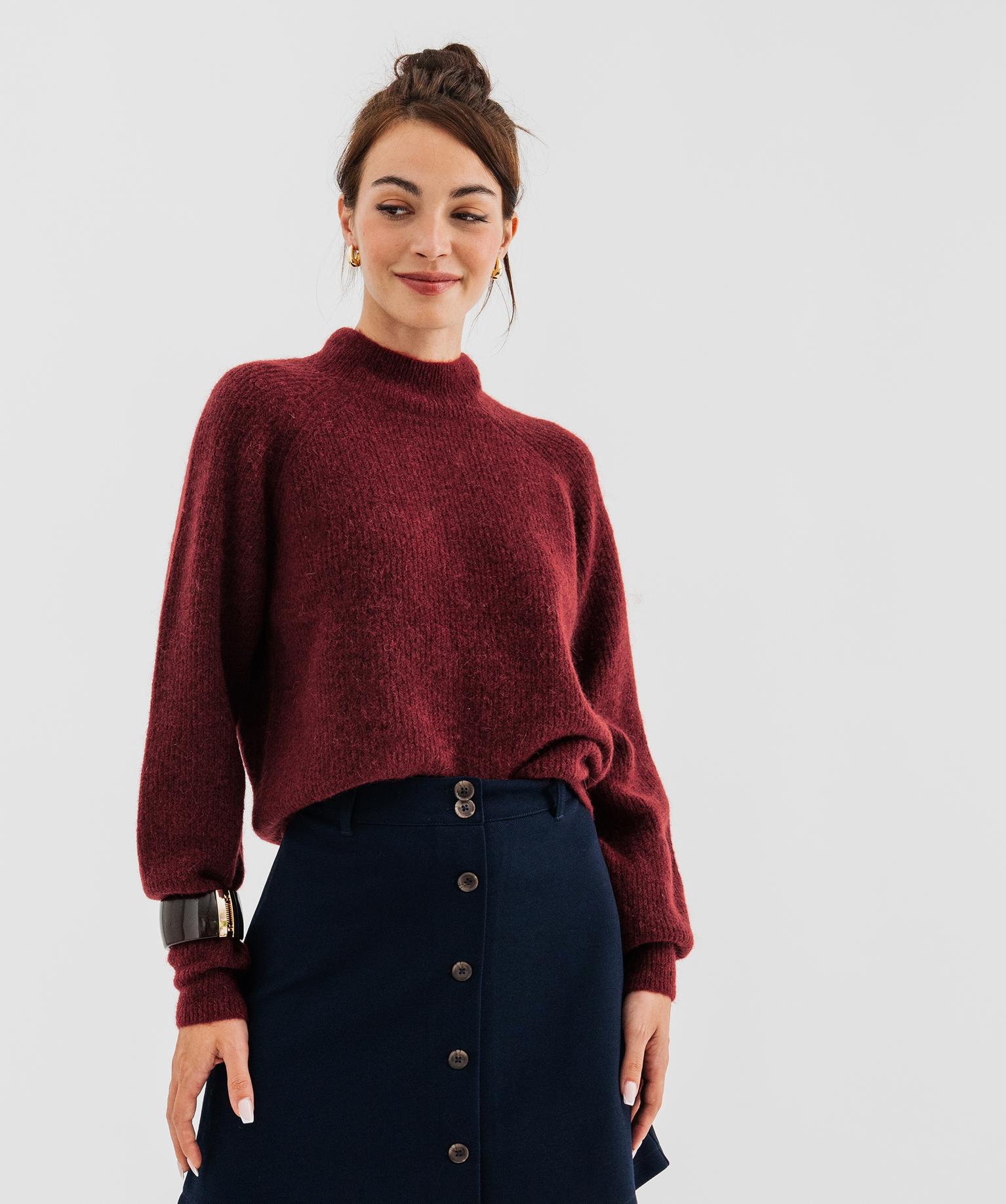 Pull col montant femme - LuluCastagnette - 42-44/L - rouge fonce - LULUCASTAGNETTE