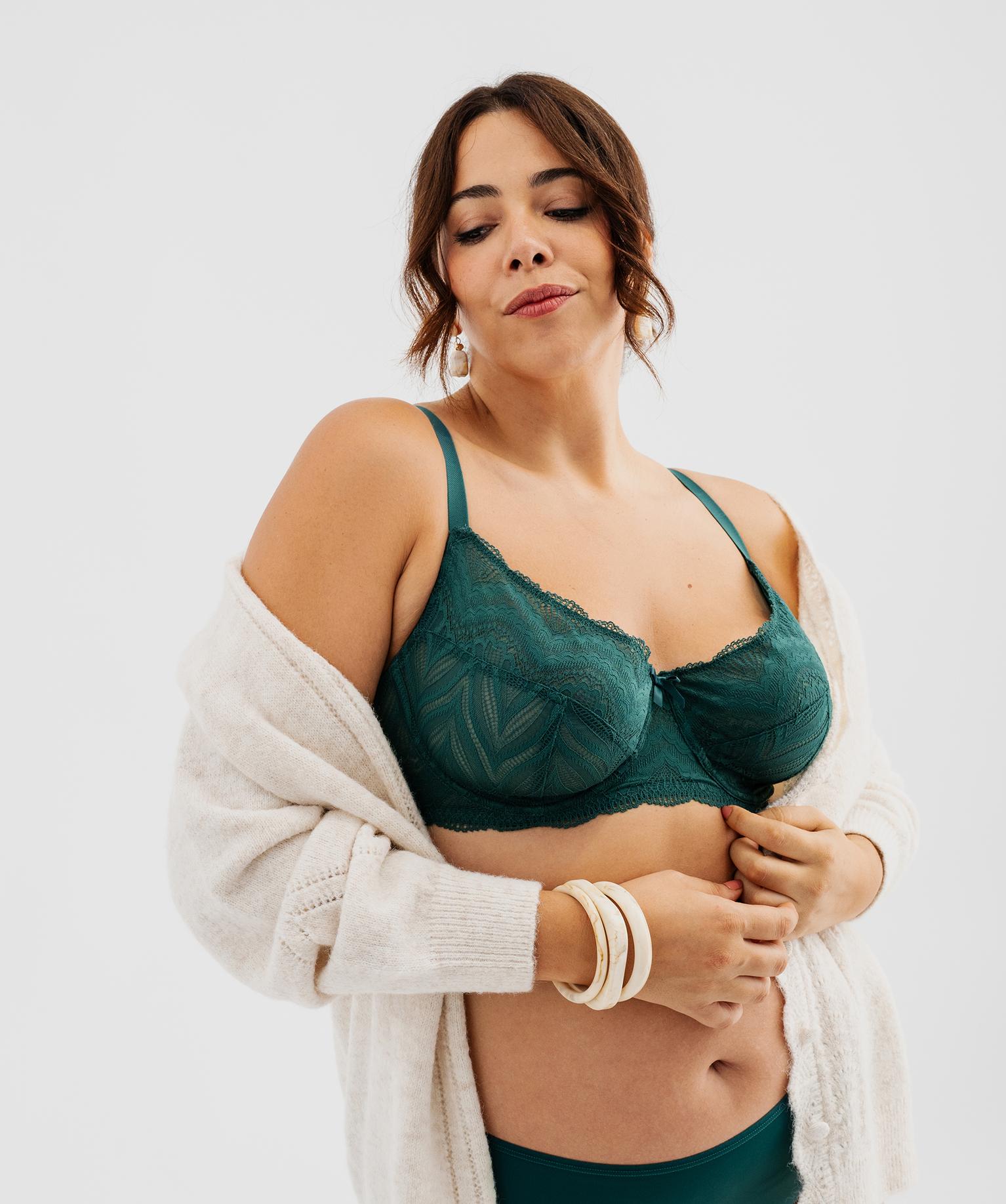Soutien-gorge emboitant à armatures femme grande taille - 110D - vert fonce - GEMO