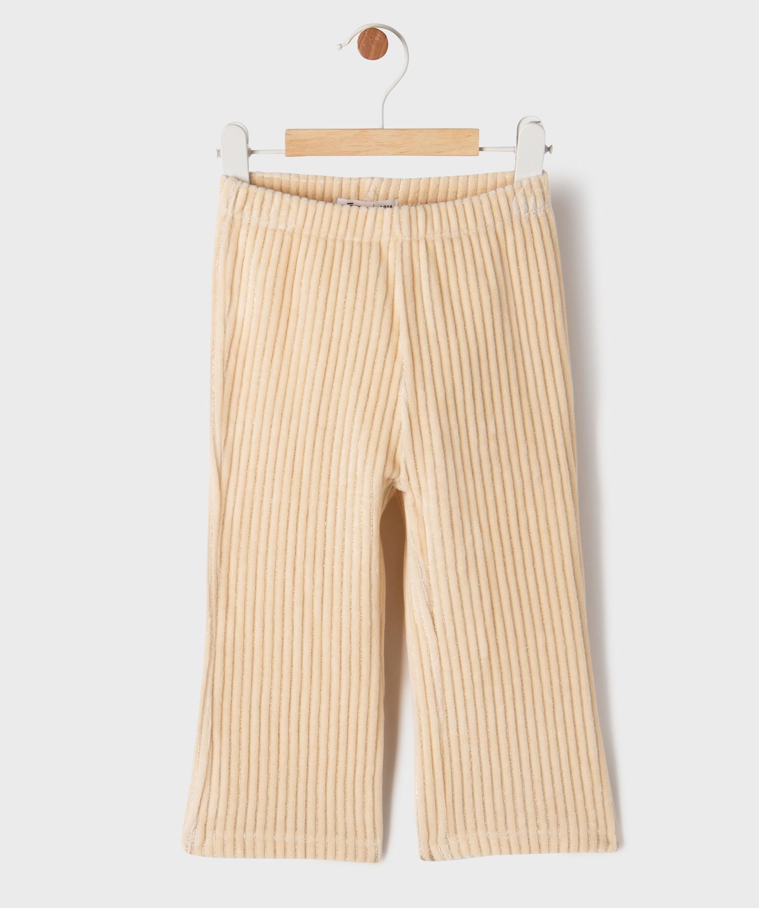 Pantalon évasé côtelé bébé fille - 4A - beige standard - GEMO