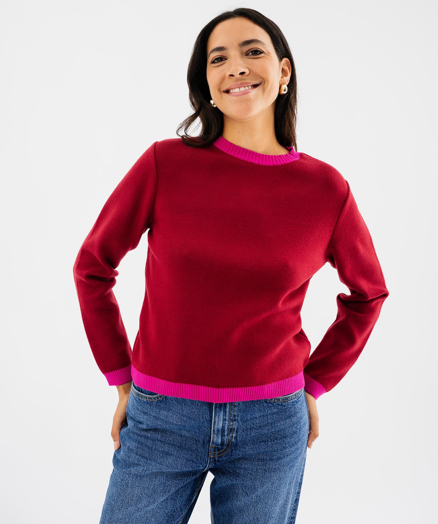 Pull fin col rond femme - 42-44/L - marron fonce - GEMO