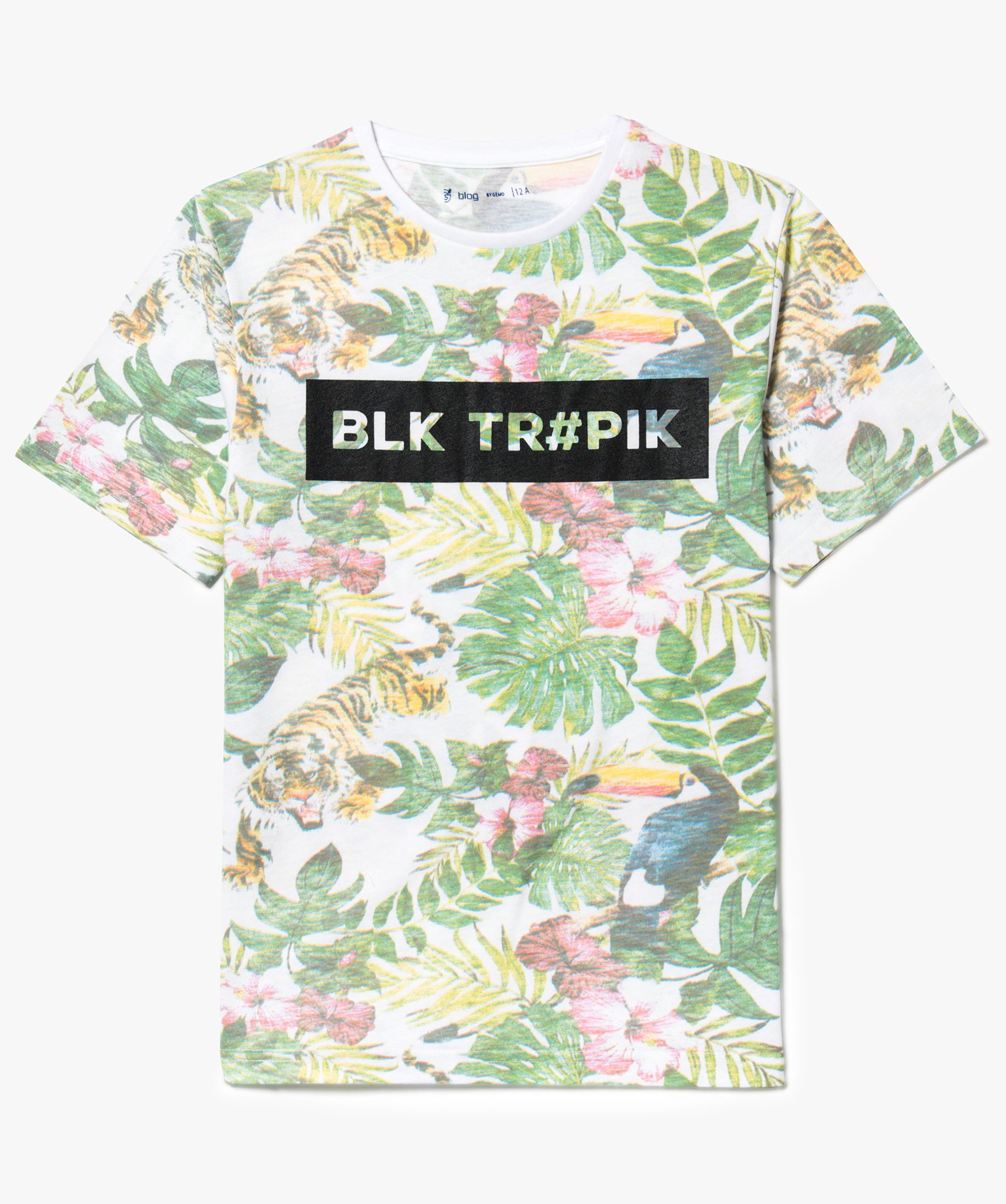Tee-shirt imprimé jungle effet délavé