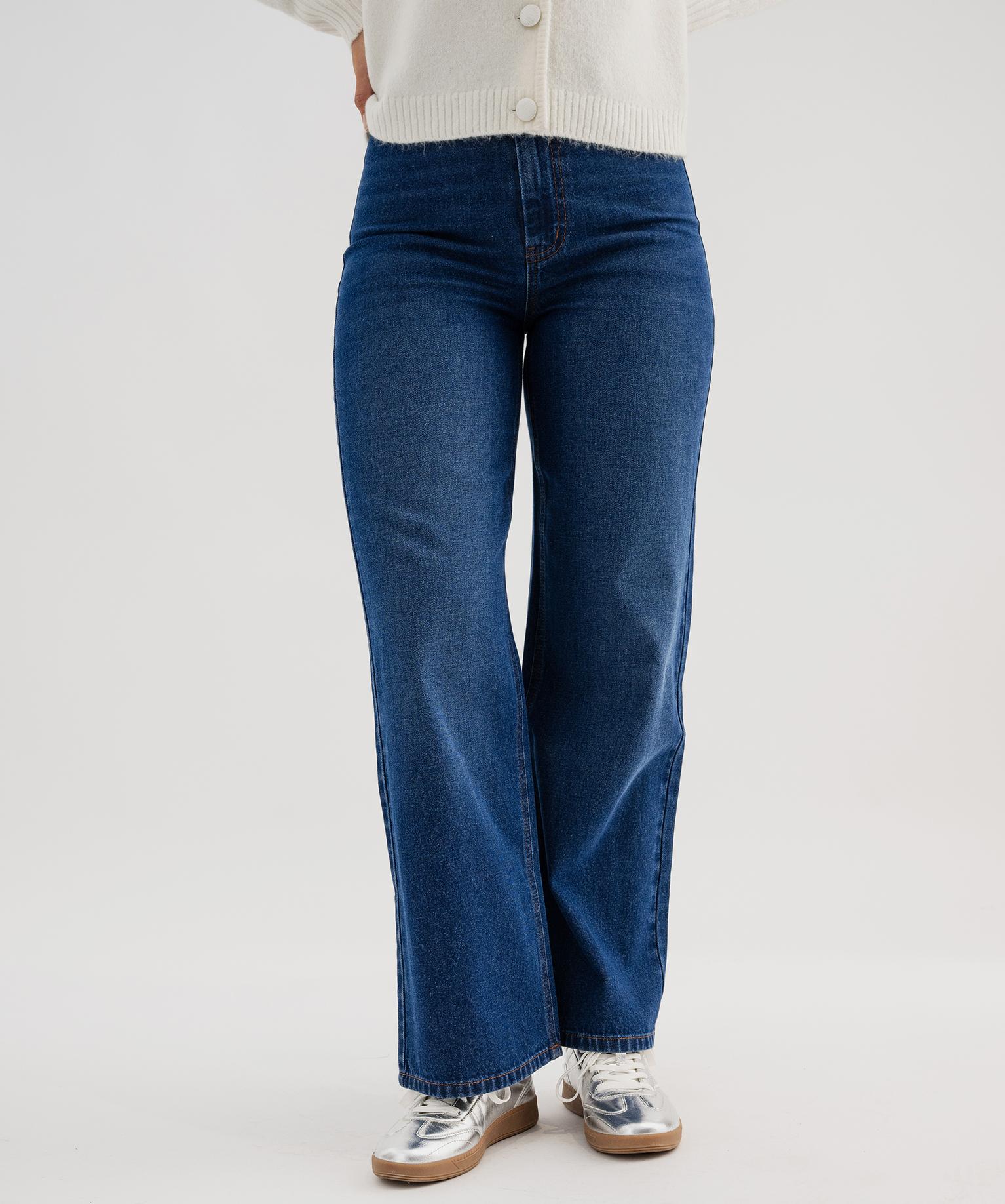 Jean straight taille haute sans poches en denim léger femme - 42-44/L - bleu standard - GEMO