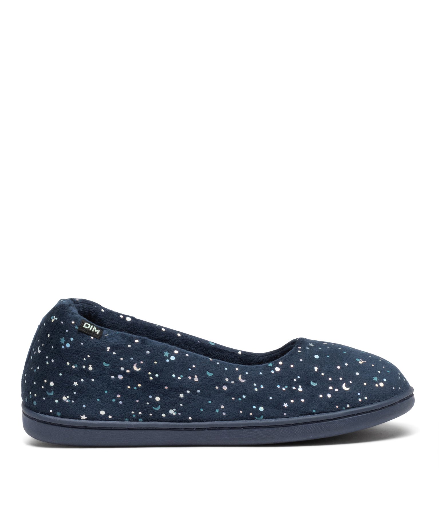 Chaussons femme ballerines moelleuses en velours imprimé - DIM - 36 - marine - DIM