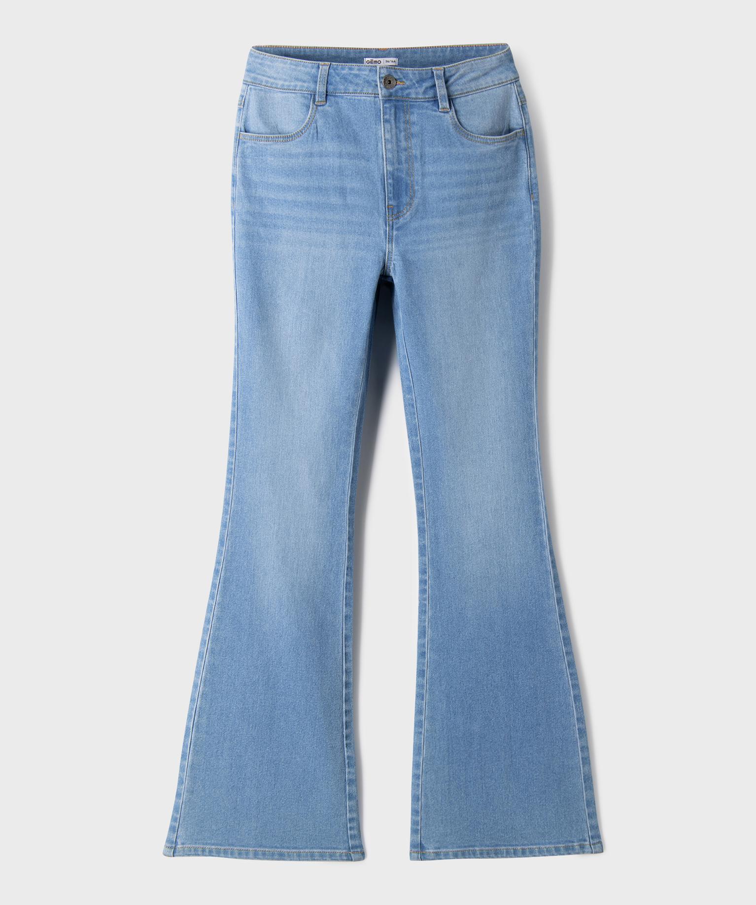Jean flare en denim stretch à taille haute fille - 14A/XS - bleu standard - GEMO