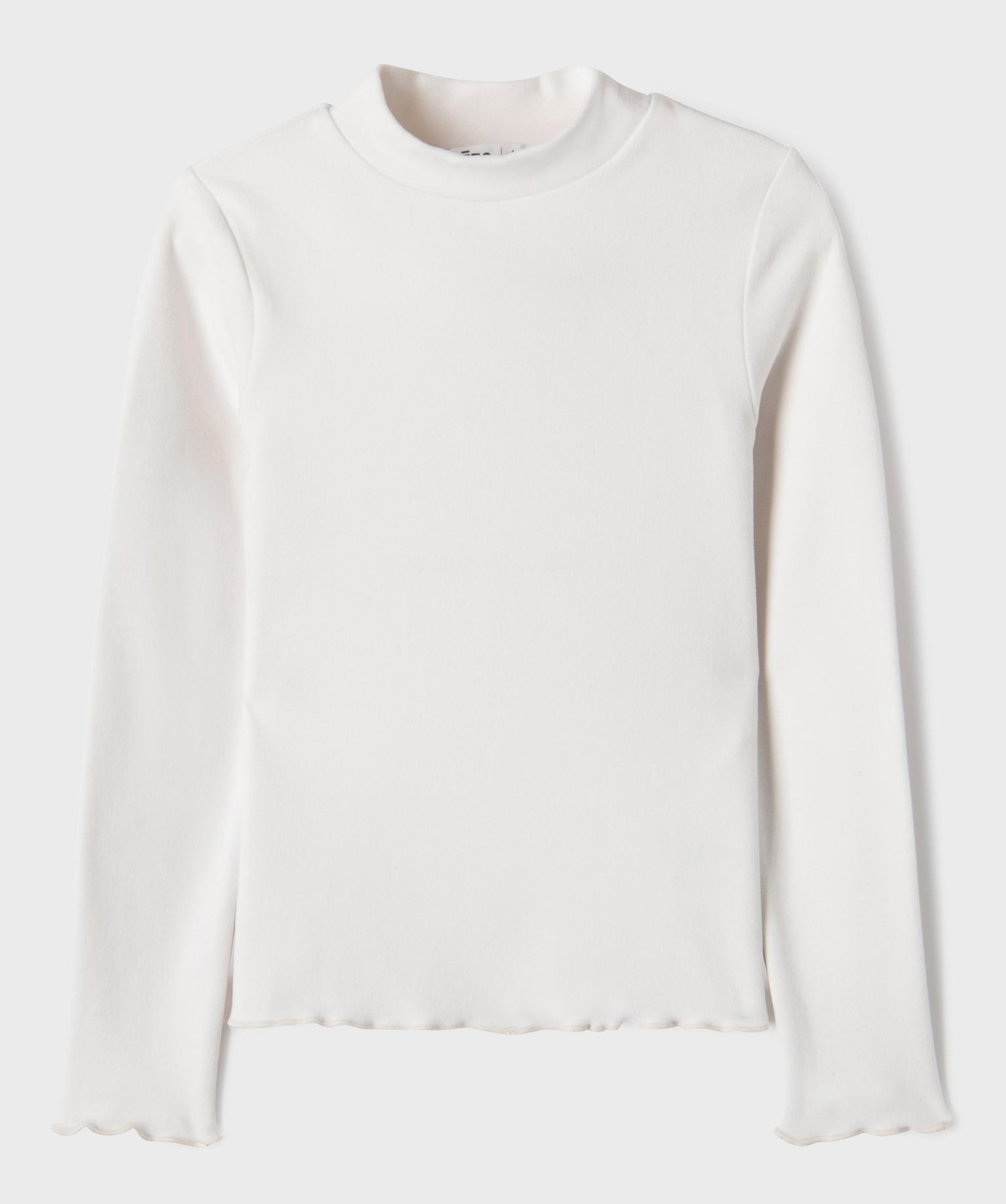Tee-shirt manches longues chaud finitions roulottées fille - 8A - ecru - GEMO