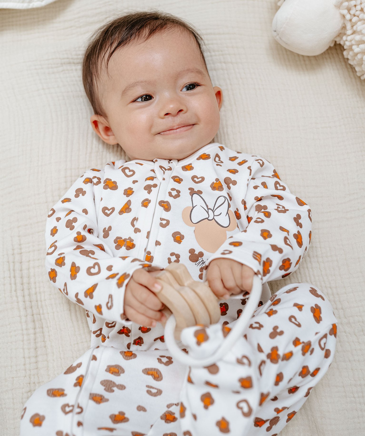 Pyjama ouverture devant zippée motif Minnie bébé - Disney - 0M - marron - DISNEY BABY