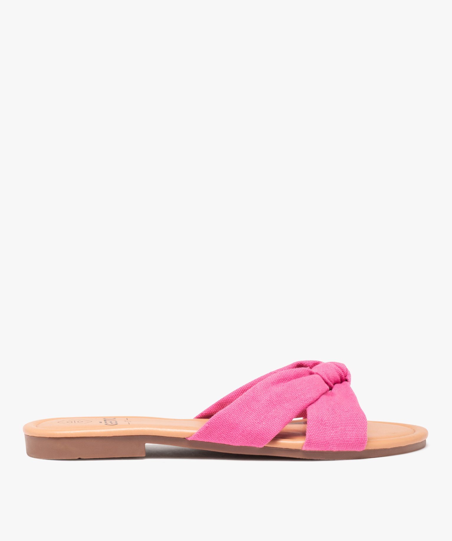 Mules femme à talon plat et dessus en toile drapée - 40 - rose - GEMO