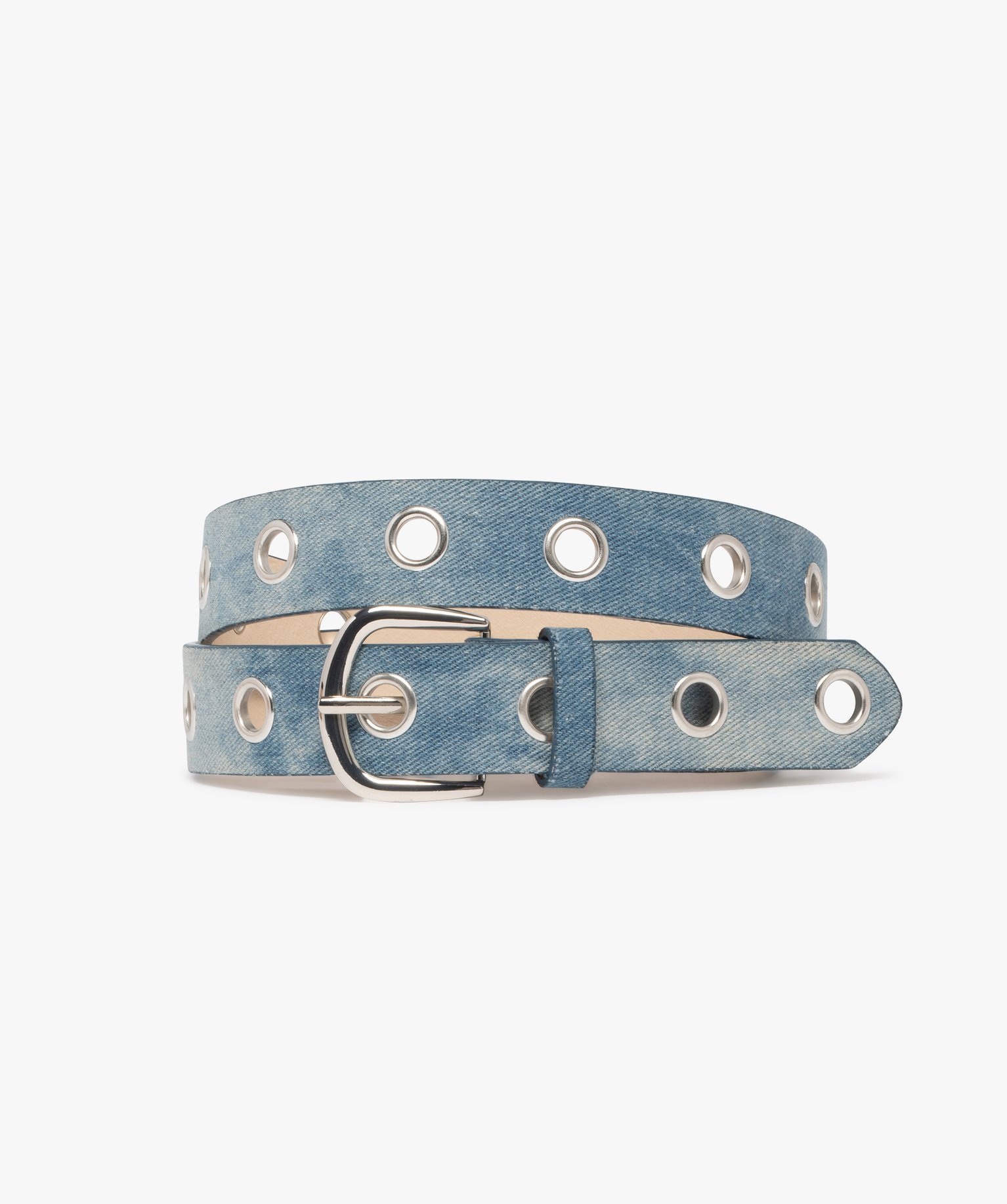 Ceinture look jean ajourée avec œillets métalliques femme - 115 CM - bleu - GEMO
