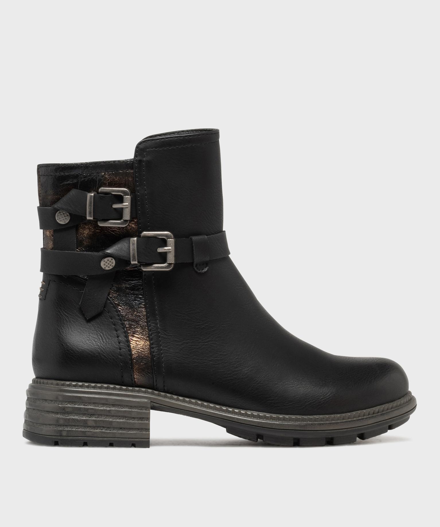 Boots avec brides fantaisie sur la tige femme - Emilia Rosa - 41 - noir standard - EMILIA ROSA