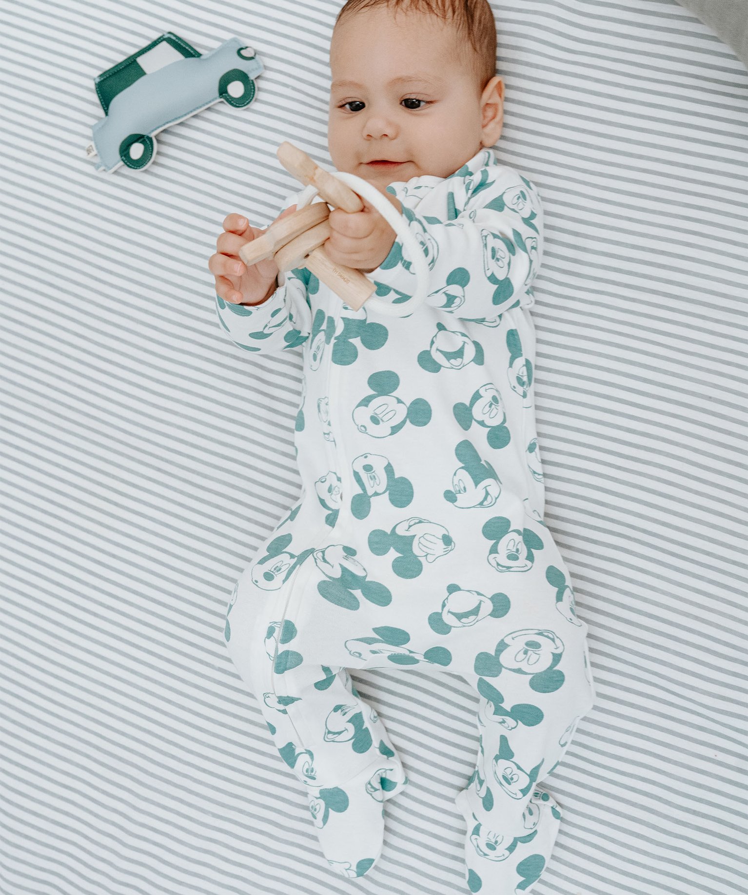Pyjama dors-bien avec motifs Mickey bébé garçon - Disney - 0M - vert - DISNEY BABY