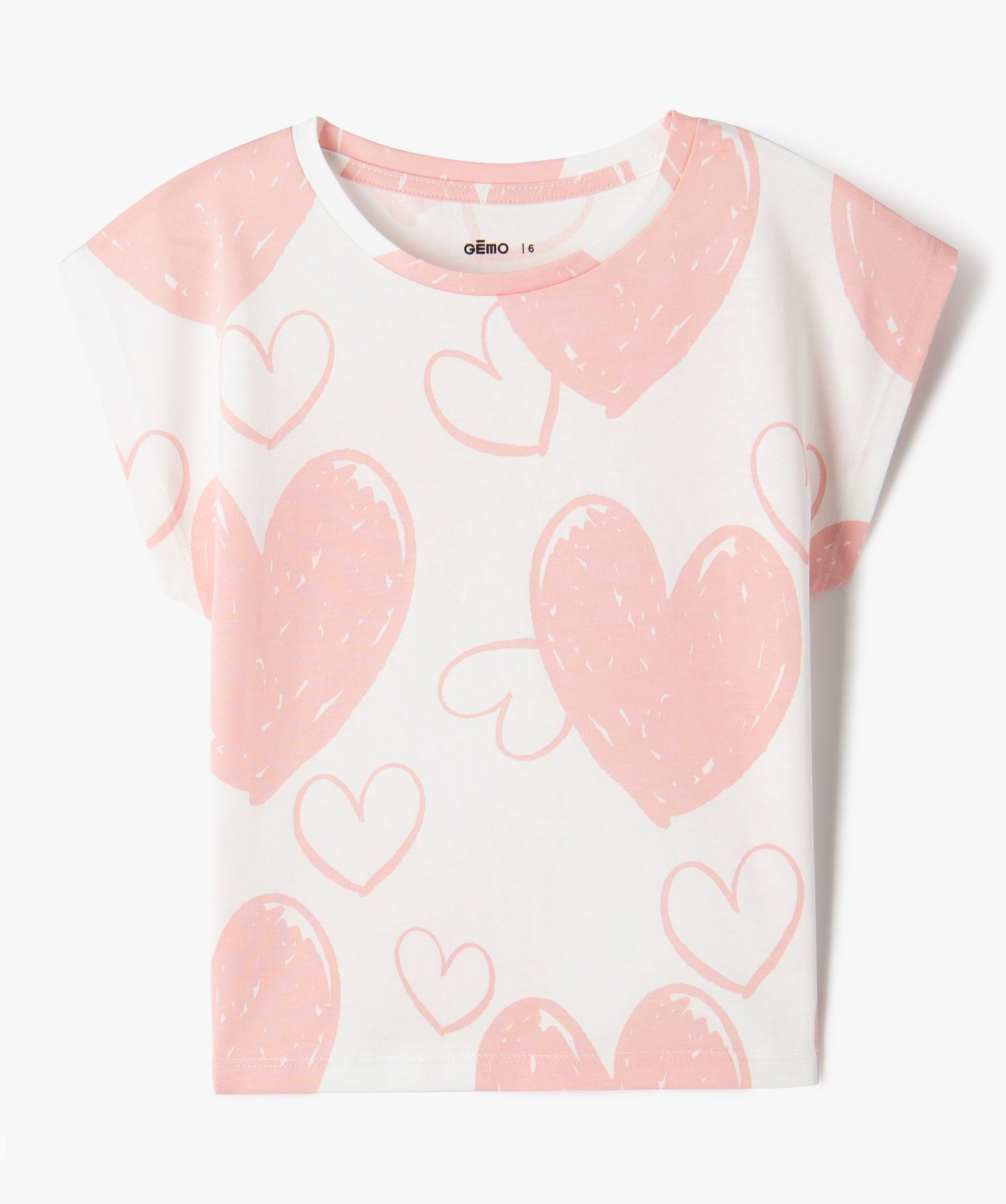 Tee-shirt sans manches loose à large motif fille - 5 - ecru - GEMO