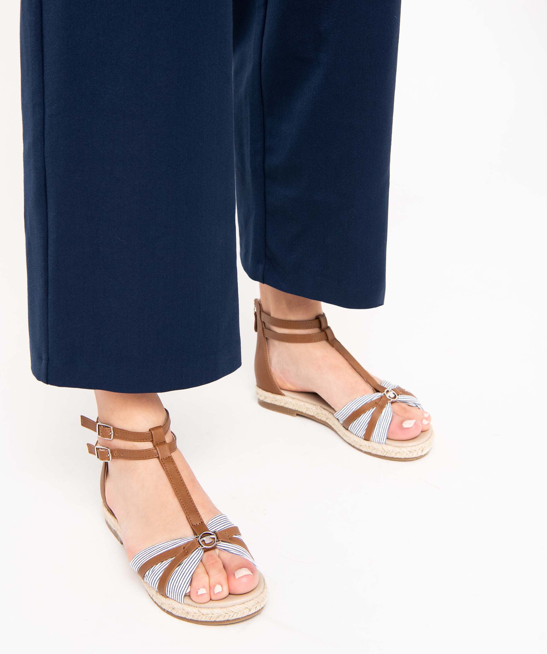 Sandales femme à talon plat et tige montante – Tom Tailor - 36 - marine - TOM TAILOR