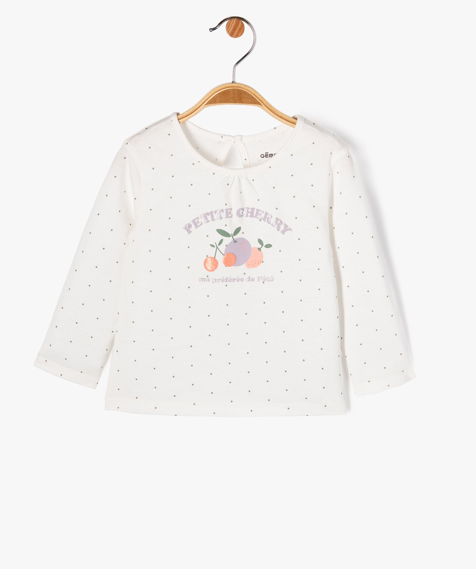 Tee-shirt à manches longues à motif pailleté bébé fille - 4 - ecru - GEMO