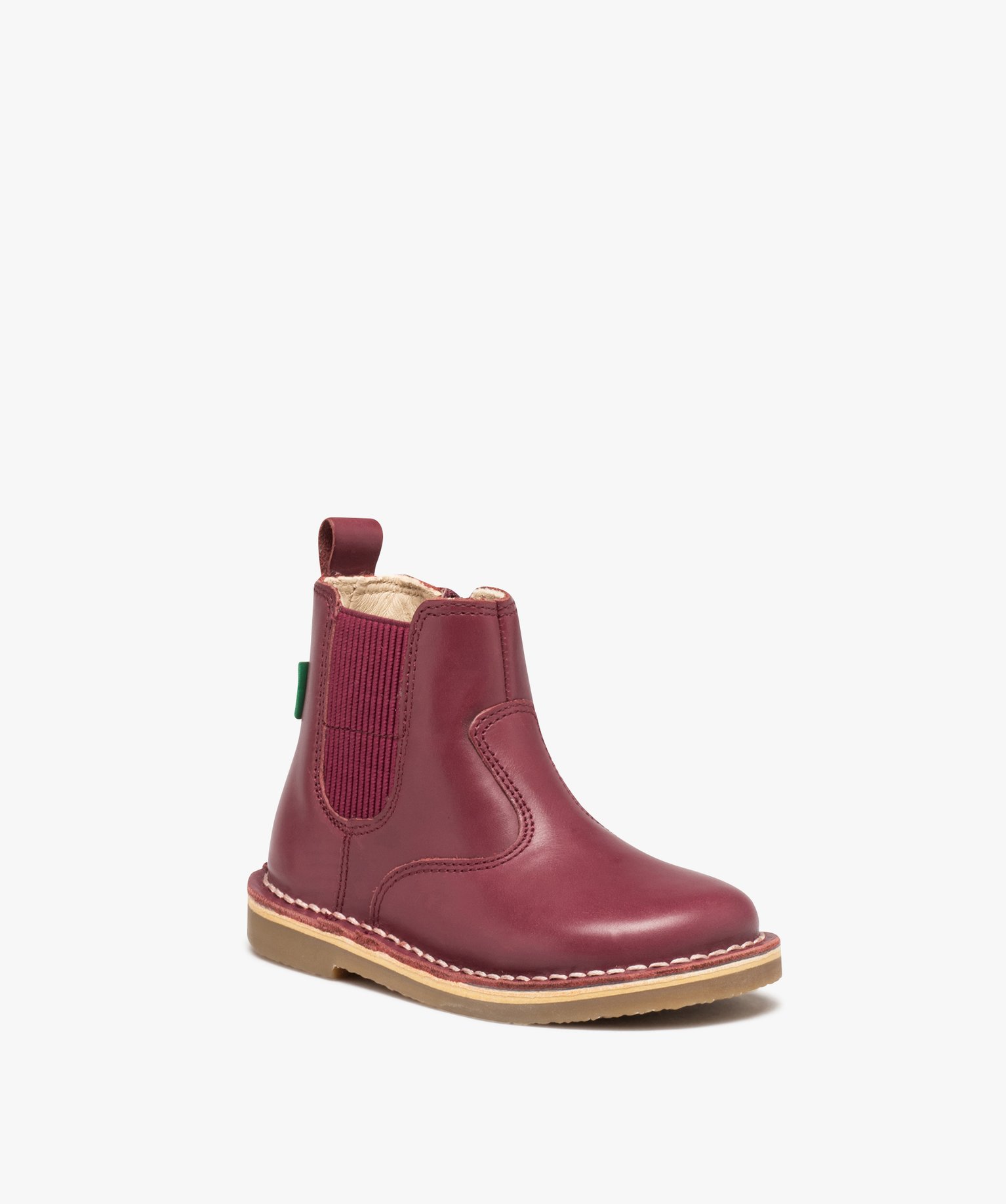 Boots bébé fille unies en cuir style Chelsea - Kickers - 26 - bordeaux - KICKERS