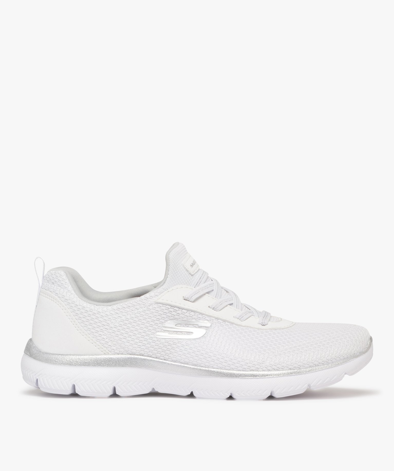 Baskets femme unies en mesh et à lacets élastiques - Skechers - 41 - blanc - SKECHERS